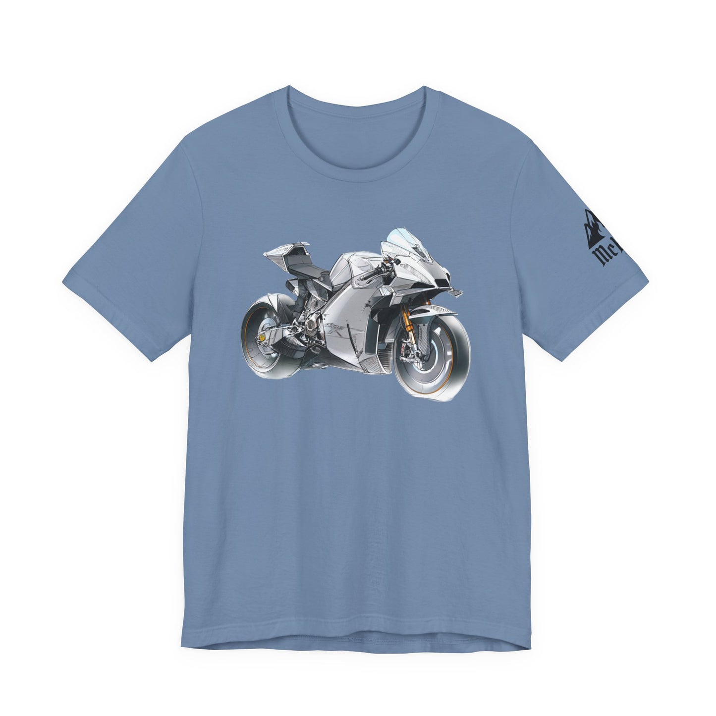 Sportsbike Graphic Tee — Silver Superbike Design