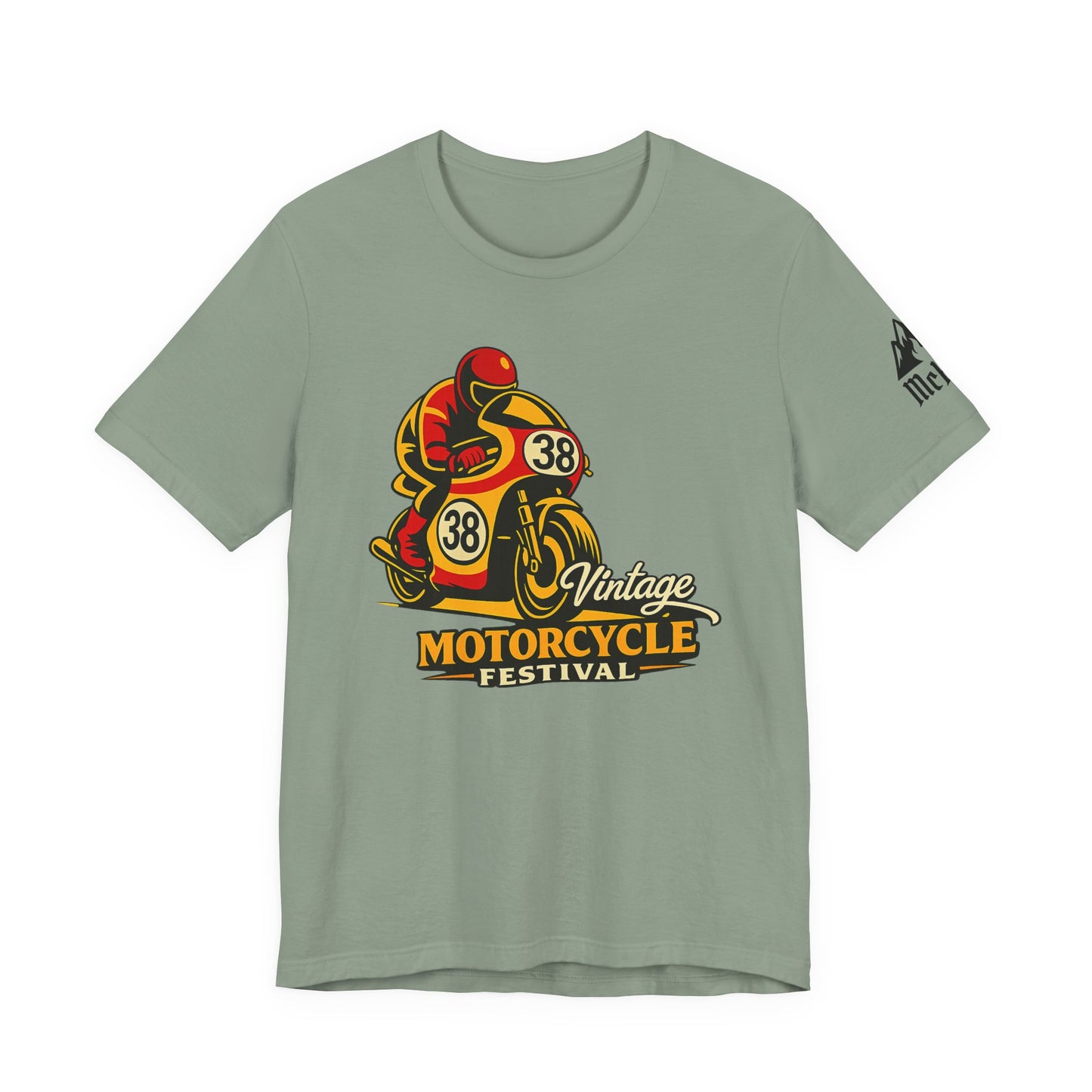 Motorcycle Racer Tee — Vintage Racing Graphic T-Shirt ("38")