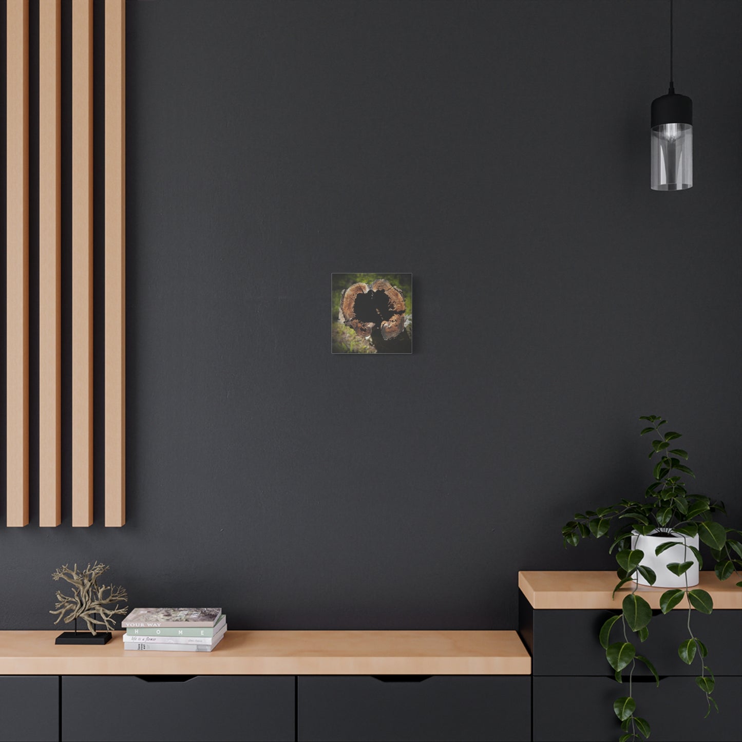 Heartwood Log Photo Canvas — Rustic Nature Wall Art
