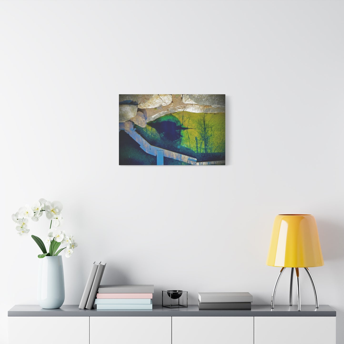Jacob’s Well Texas Reflection Matte Canvas Art - Surreal Green & Blue Landscape, Stretched 1.25"