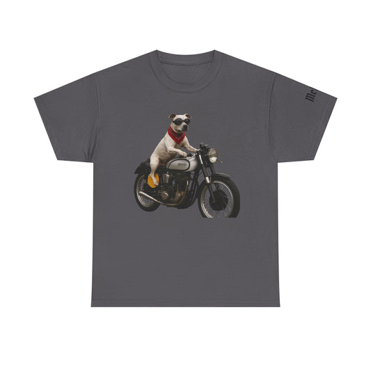 Dog on Motorcycle T-Shirt – Retro Biker Pup Graphic Tee