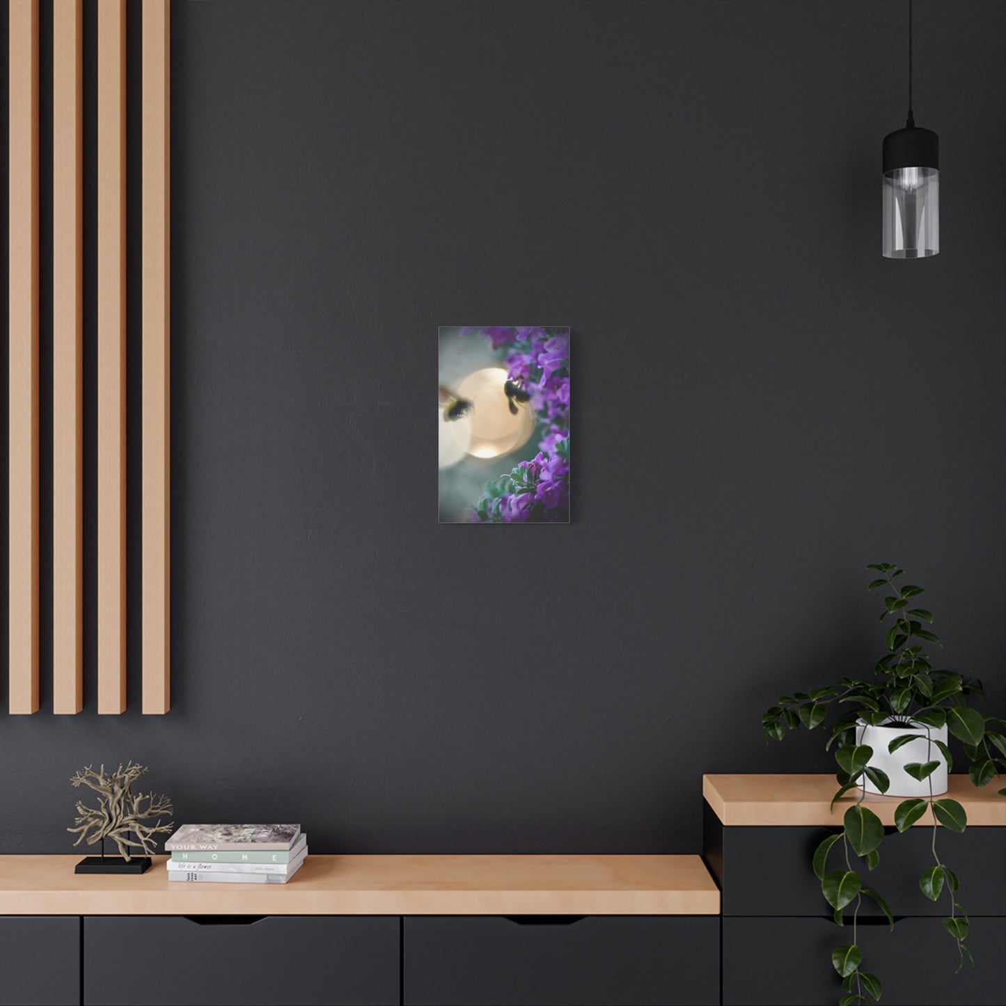 Bokeh Bees & Purple Blooms Matte Canvas Wall Art