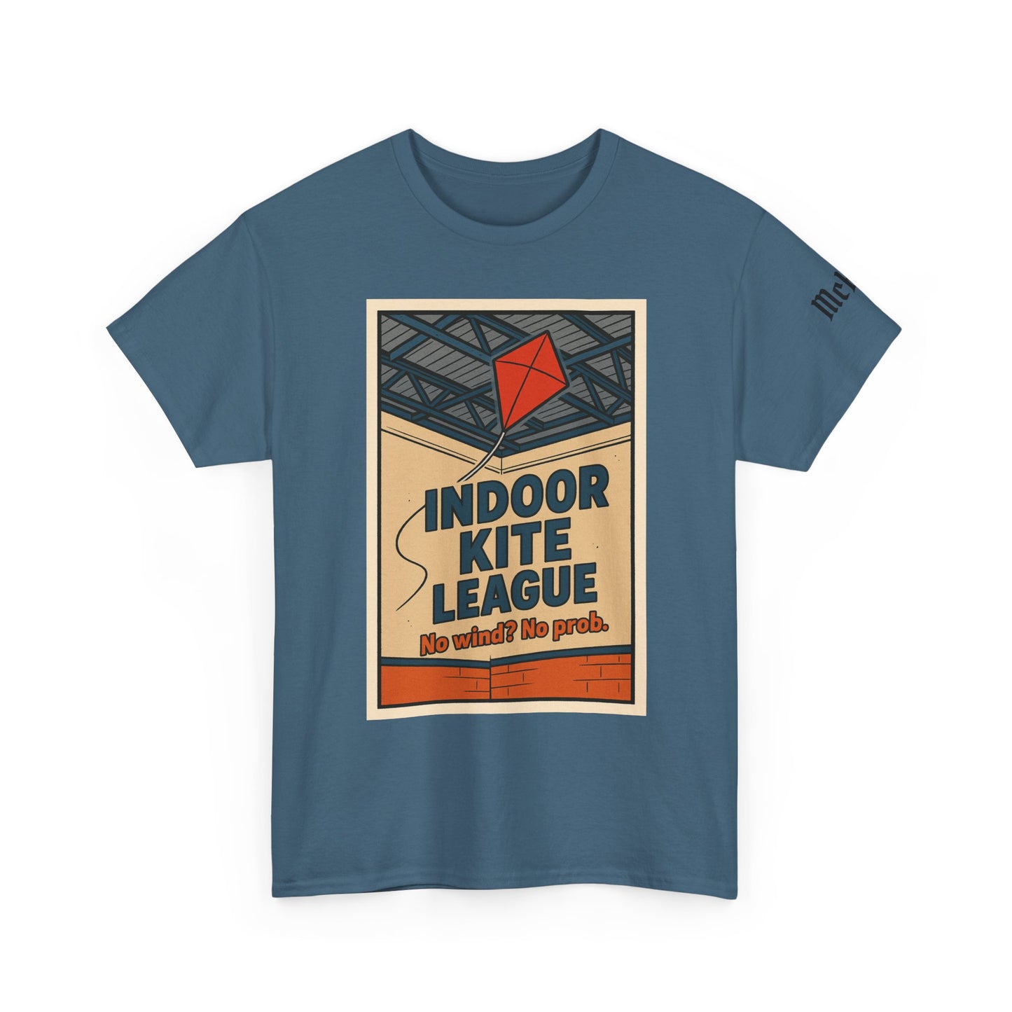 Indoor Kite League Tee — Retro 'No Wind? No Problem.' Graphic T-Shirt
