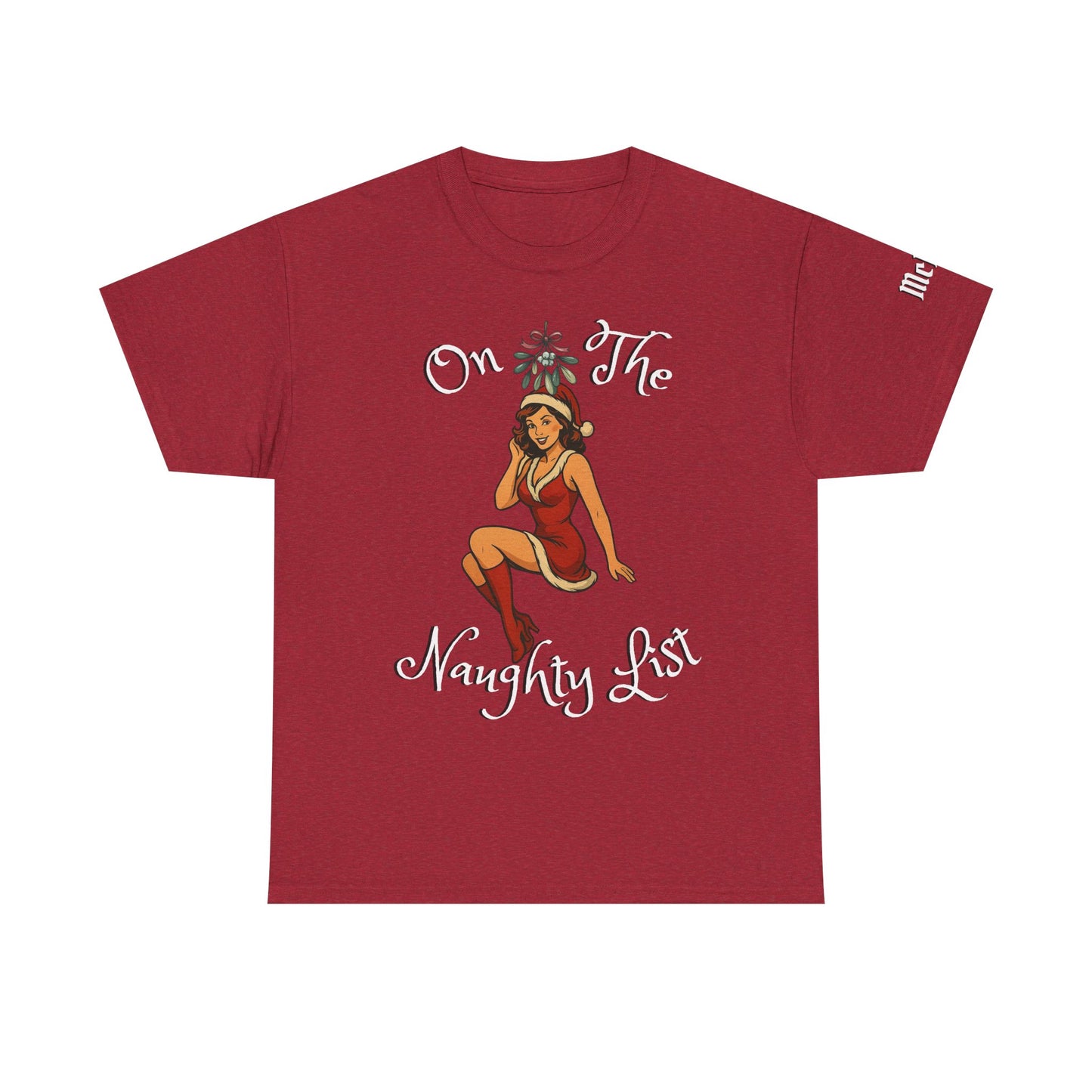 On the Naughty List Pin-Up T-Shirt — Retro Christmas Vintage Pinup Tee