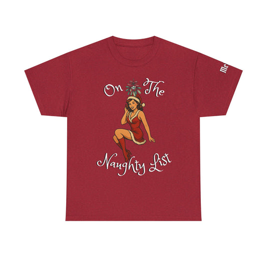 On the Naughty List Pin-Up T-Shirt — Retro Christmas Vintage Pinup Tee