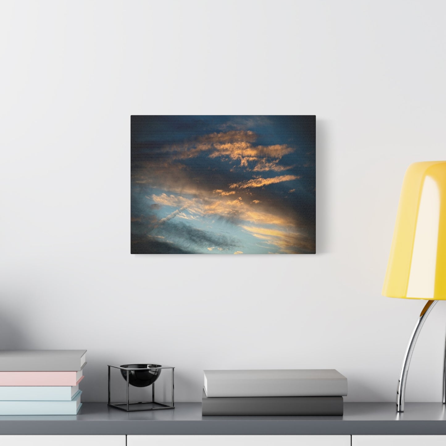 Sunset Clouds Matte Canvas Print — Dramatic Golden Sky Wall Art