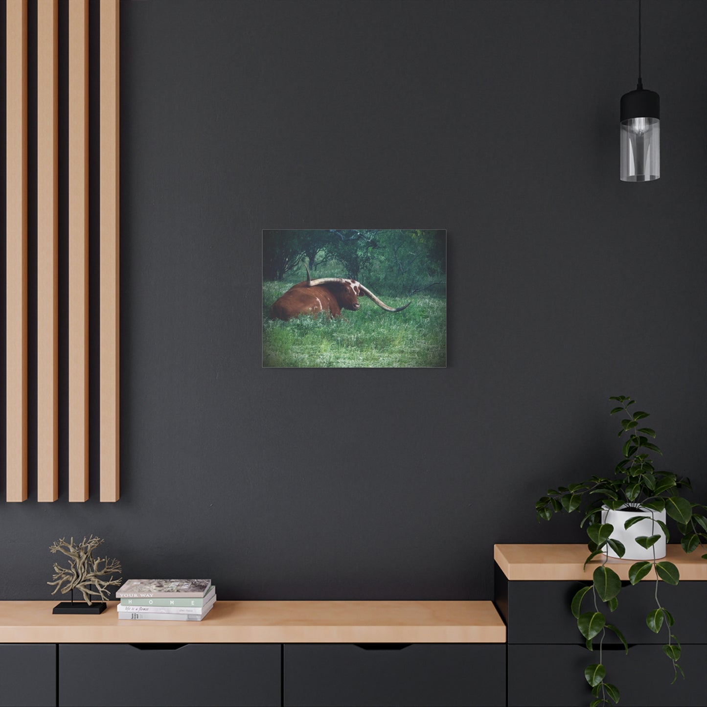 Longhorn Steer Canvas Print - Rustic Texas Ranch Wall Art