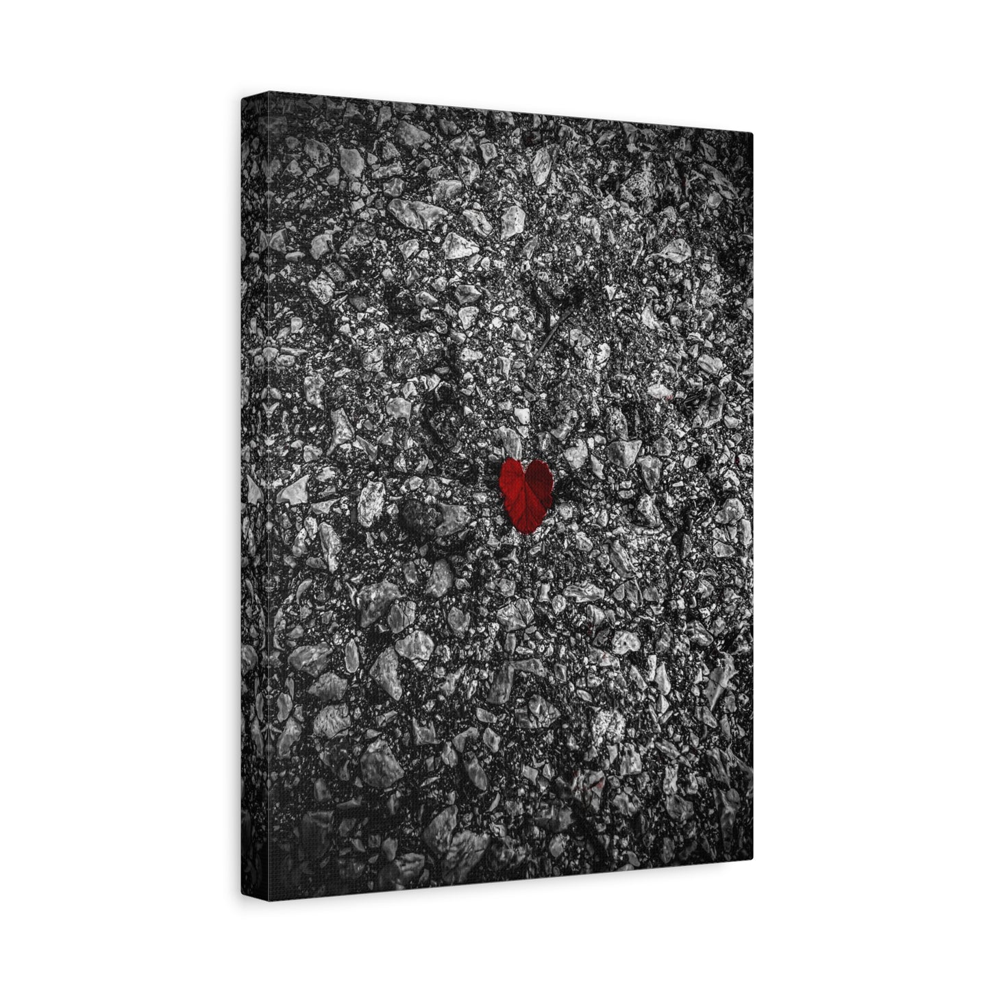 Canvas Wall Art — Red Heart on Asphalt Minimalist Print