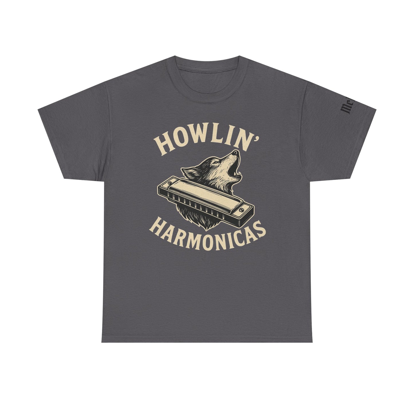 Howlin' Harmonicas T-Shirt — Vintage Wolf & Harmonica Music Tee