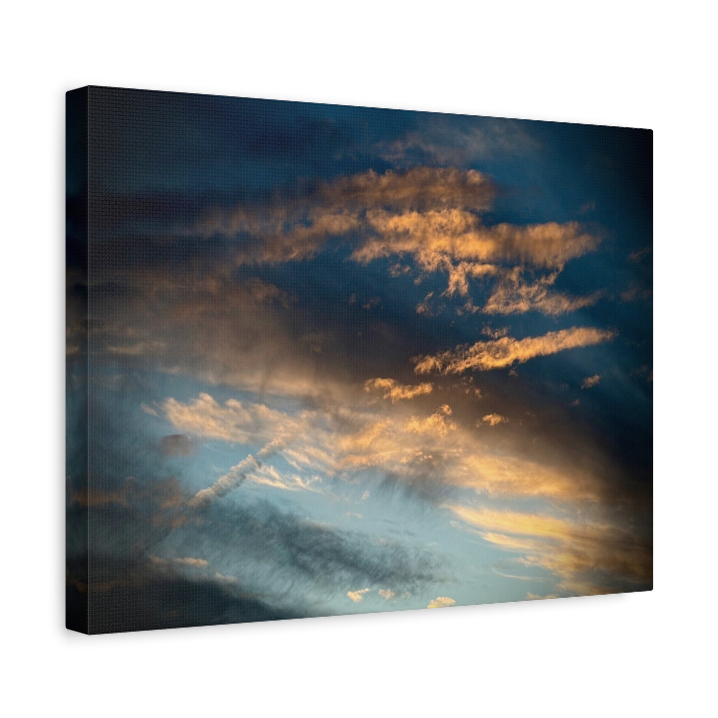 Sunset Clouds Matte Canvas Print — Dramatic Golden Sky Wall Art
