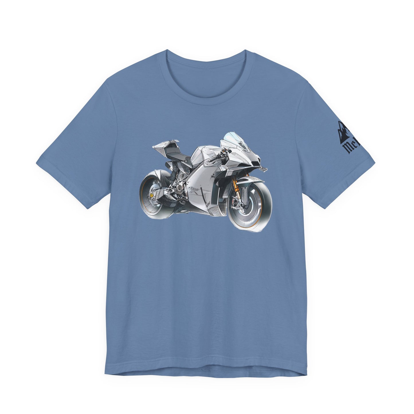 Sportsbike Graphic Tee — Silver Superbike Design