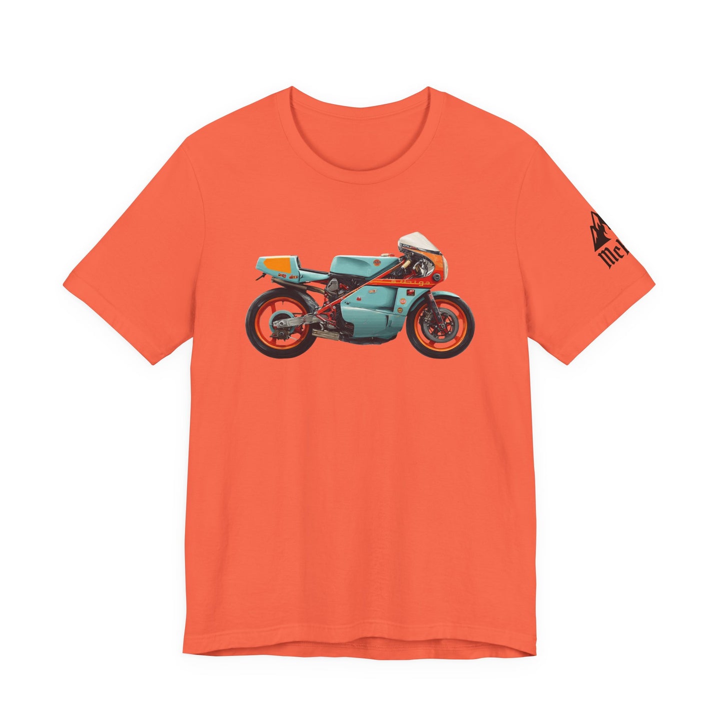 Vintage Cafe Racer Motorcycle T‑Shirt — Retro Teal Racing Bike Tee
