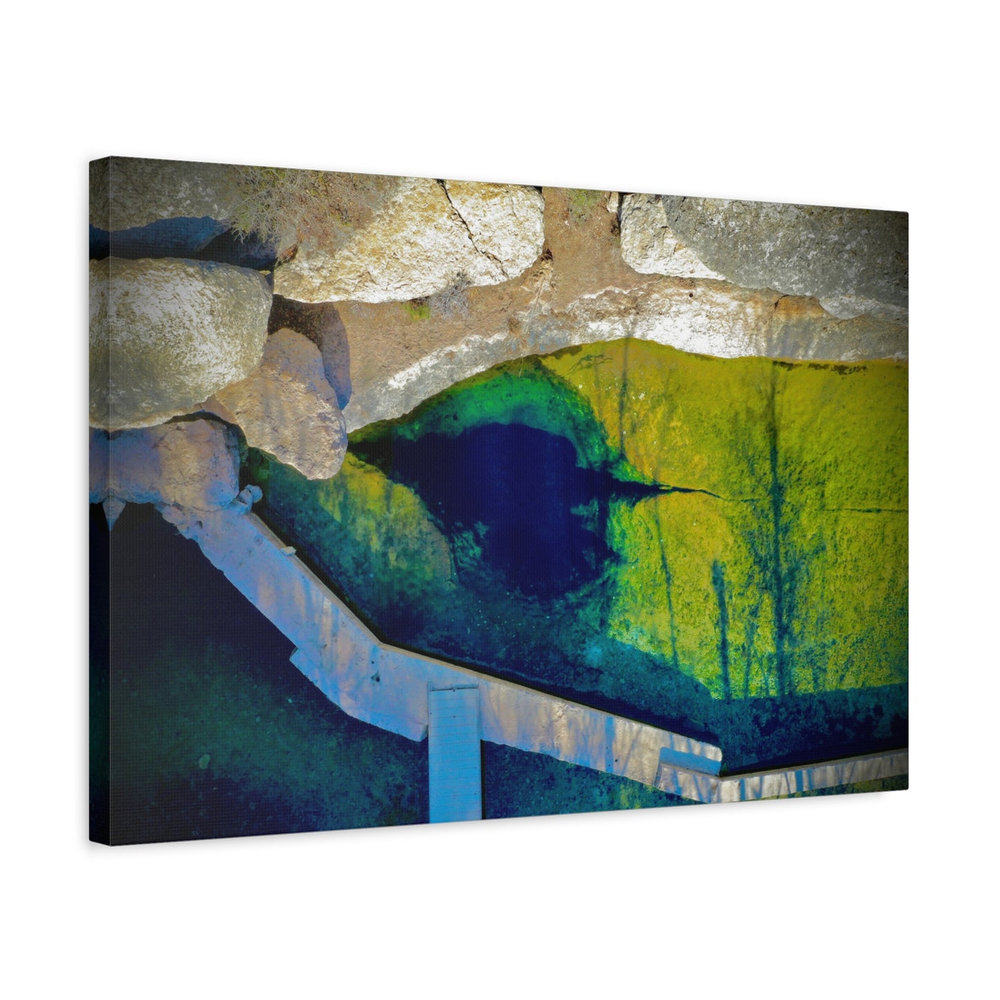 Jacob’s Well Texas Reflection Matte Canvas Art - Surreal Green & Blue Landscape, Stretched 1.25"