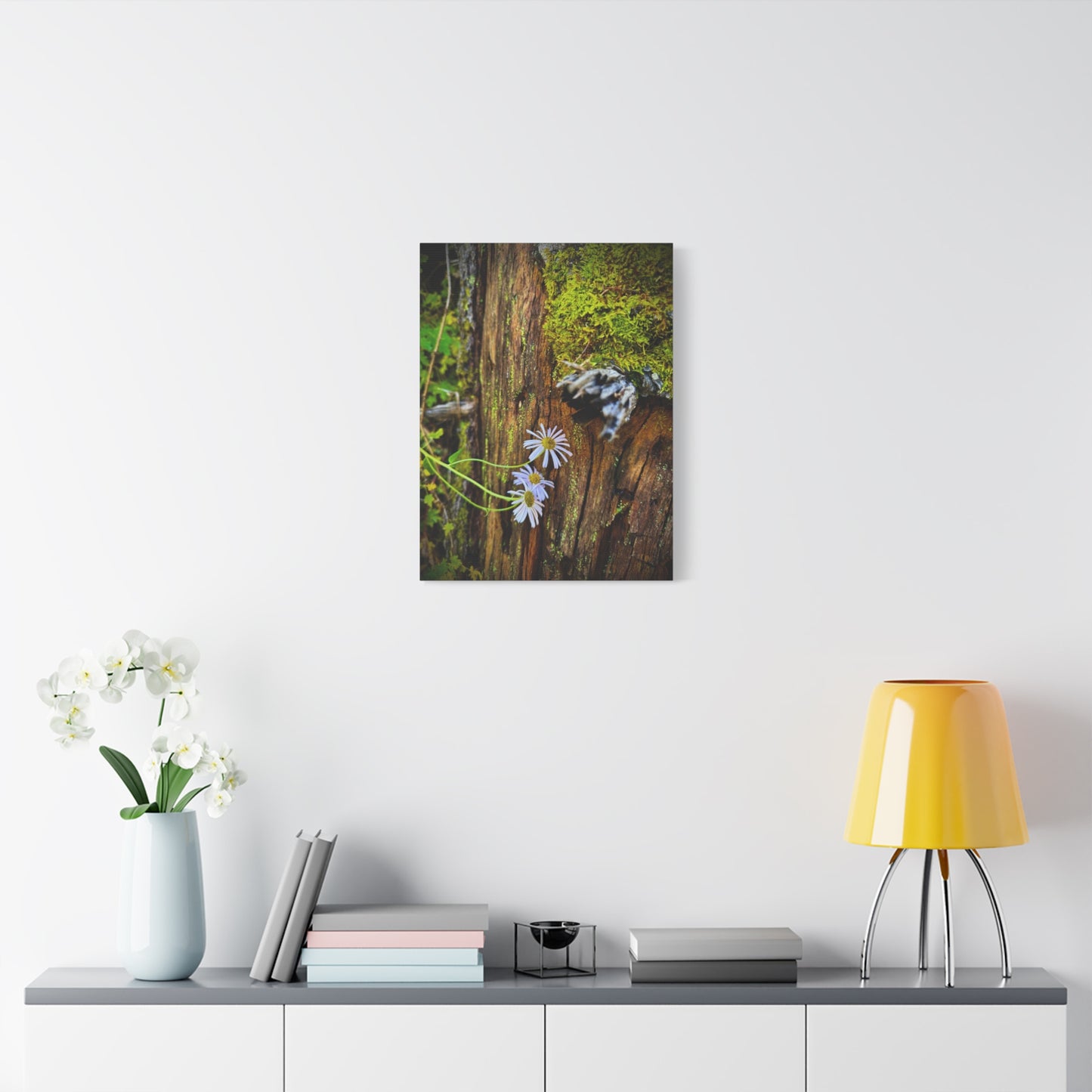 Wildflower & Moss Canvas Print — Rustic Nature Wall Art (Matte Stretched)