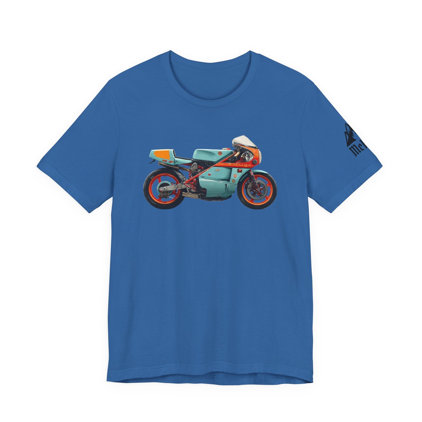 Vintage Cafe Racer Motorcycle T‑Shirt — Retro Teal Racing Bike Tee