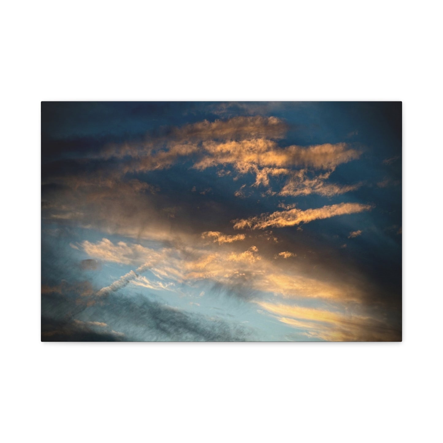 Sunset Clouds Matte Canvas Print — Dramatic Golden Sky Wall Art