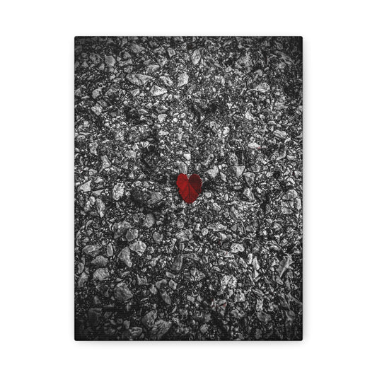 Canvas Wall Art — Red Heart on Asphalt Minimalist Print