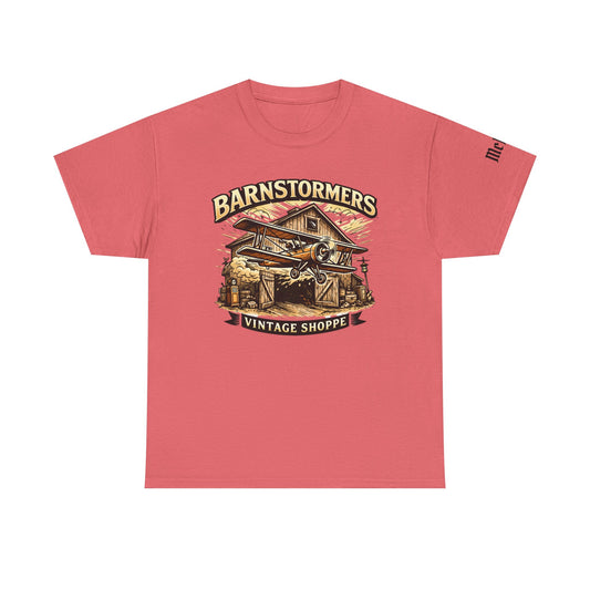 Barnstormers Vintage Shoppe T-Shirt — Retro Airplane Barn Design