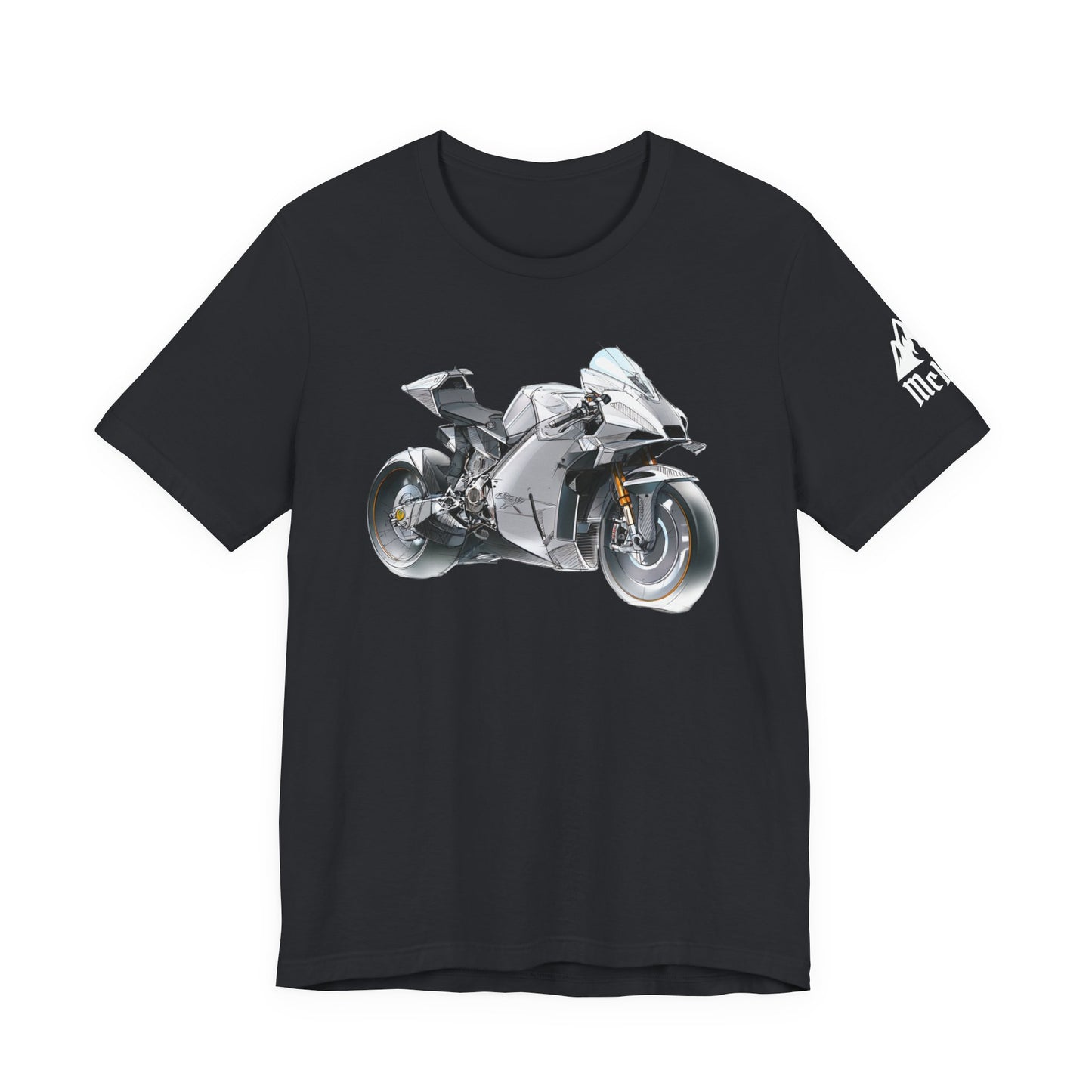 Sportsbike Graphic Tee — Silver Superbike Design