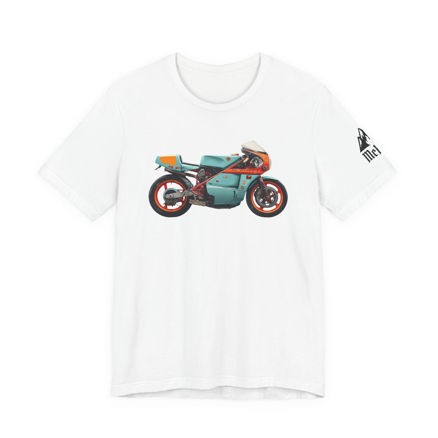 Vintage Cafe Racer Motorcycle T‑Shirt — Retro Teal Racing Bike Tee