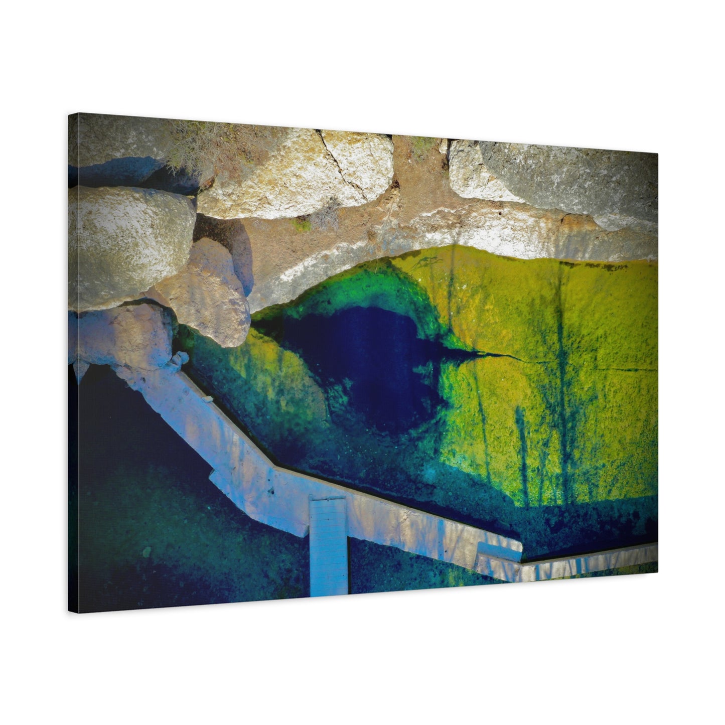 Jacob’s Well Texas Reflection Matte Canvas Art - Surreal Green & Blue Landscape, Stretched 1.25"