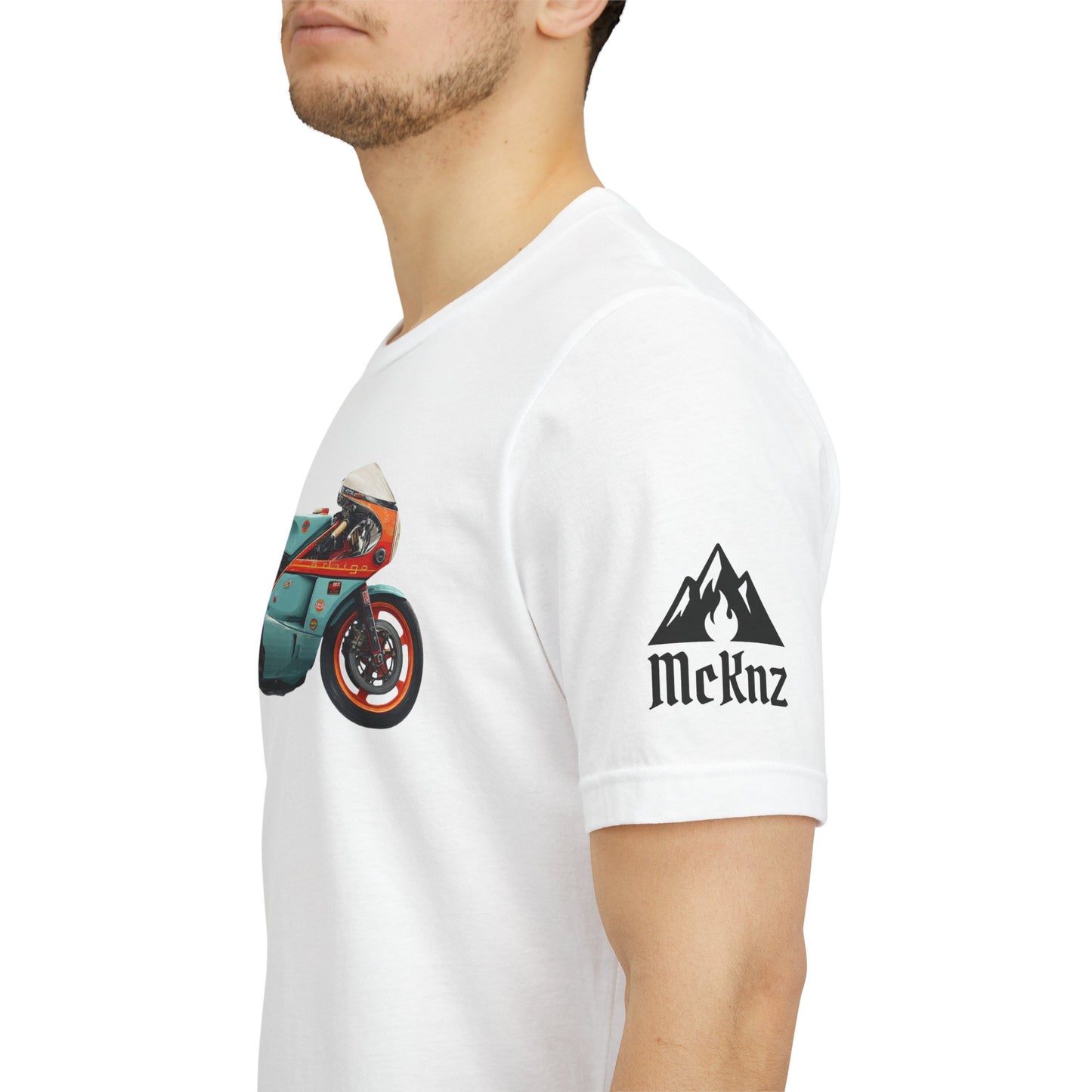 Vintage Cafe Racer Motorcycle T‑Shirt — Retro Teal Racing Bike Tee