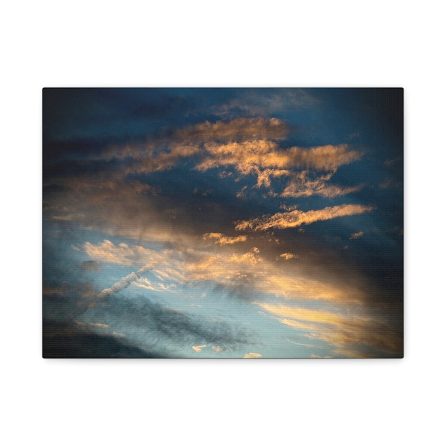 Sunset Clouds Matte Canvas Print — Dramatic Golden Sky Wall Art