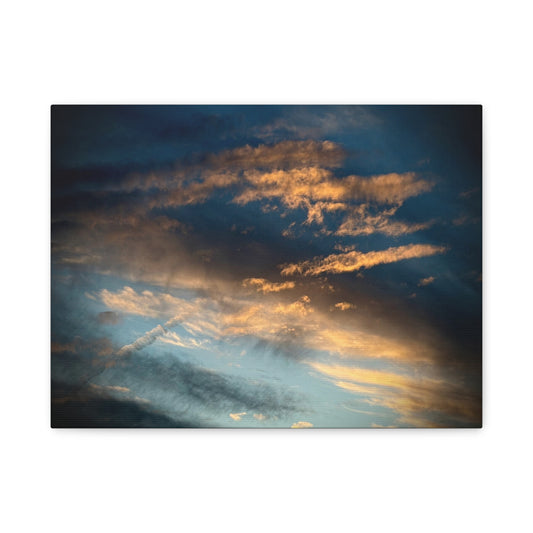 Sunset Clouds Matte Canvas Print — Dramatic Golden Sky Wall Art