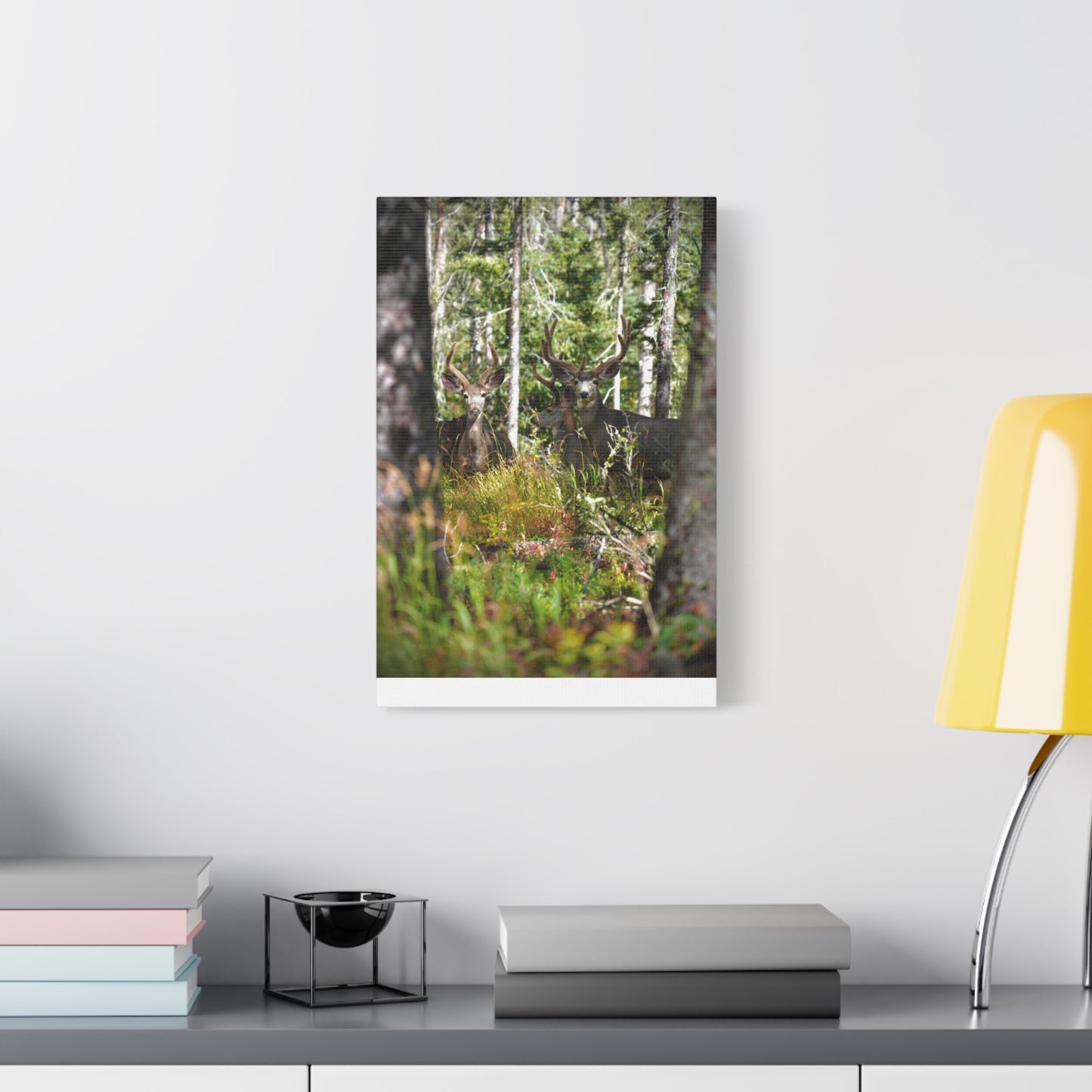 Deer in Forest Matte Canvas Print — Stretched Woodland Wildlife Wall Art