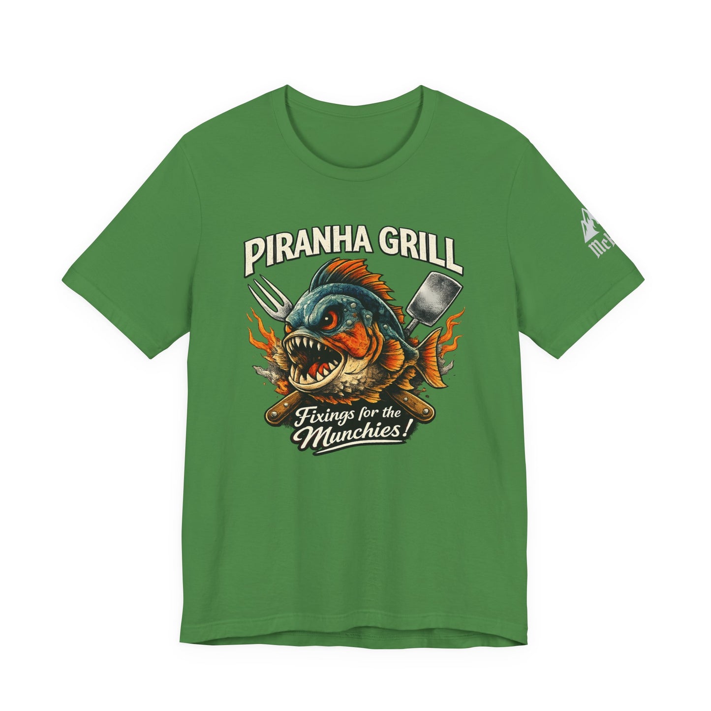 Piranha Grill T‑Shirt — 'Piranha Grill: Fixings for the Munchies' Retro BBQ Tee