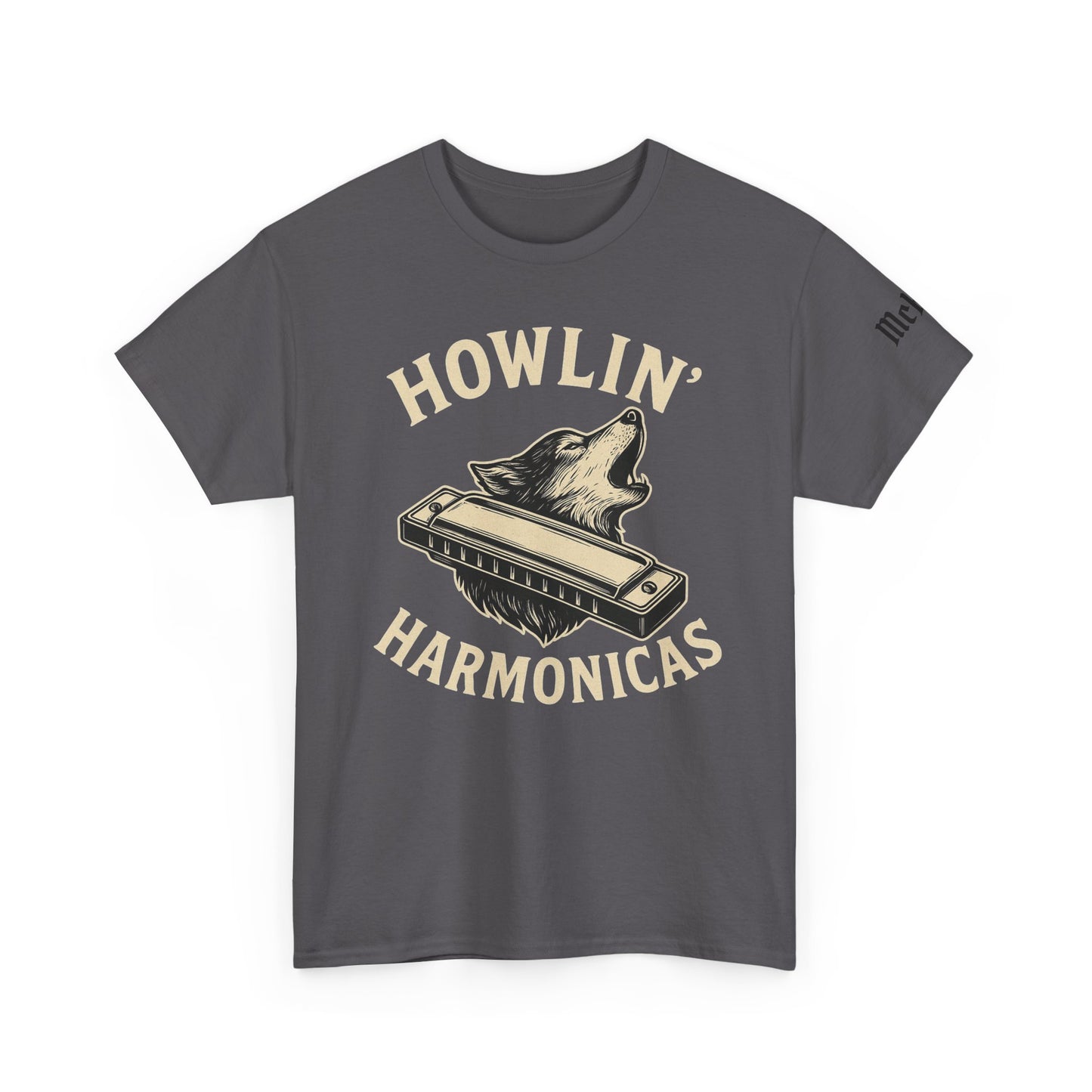 Howlin' Harmonicas T-Shirt — Vintage Wolf & Harmonica Music Tee