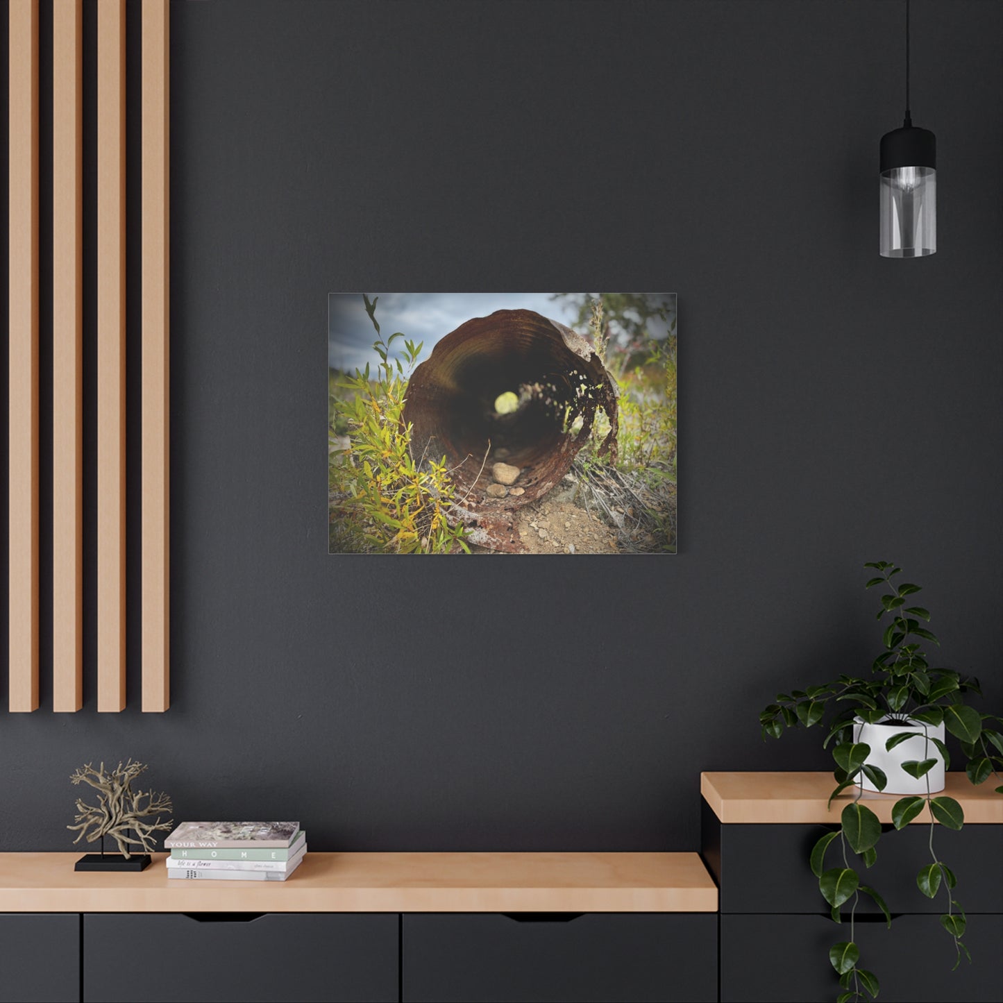 Rusty Pipe Nature Canvas Print — Matte Stretched Wall Art