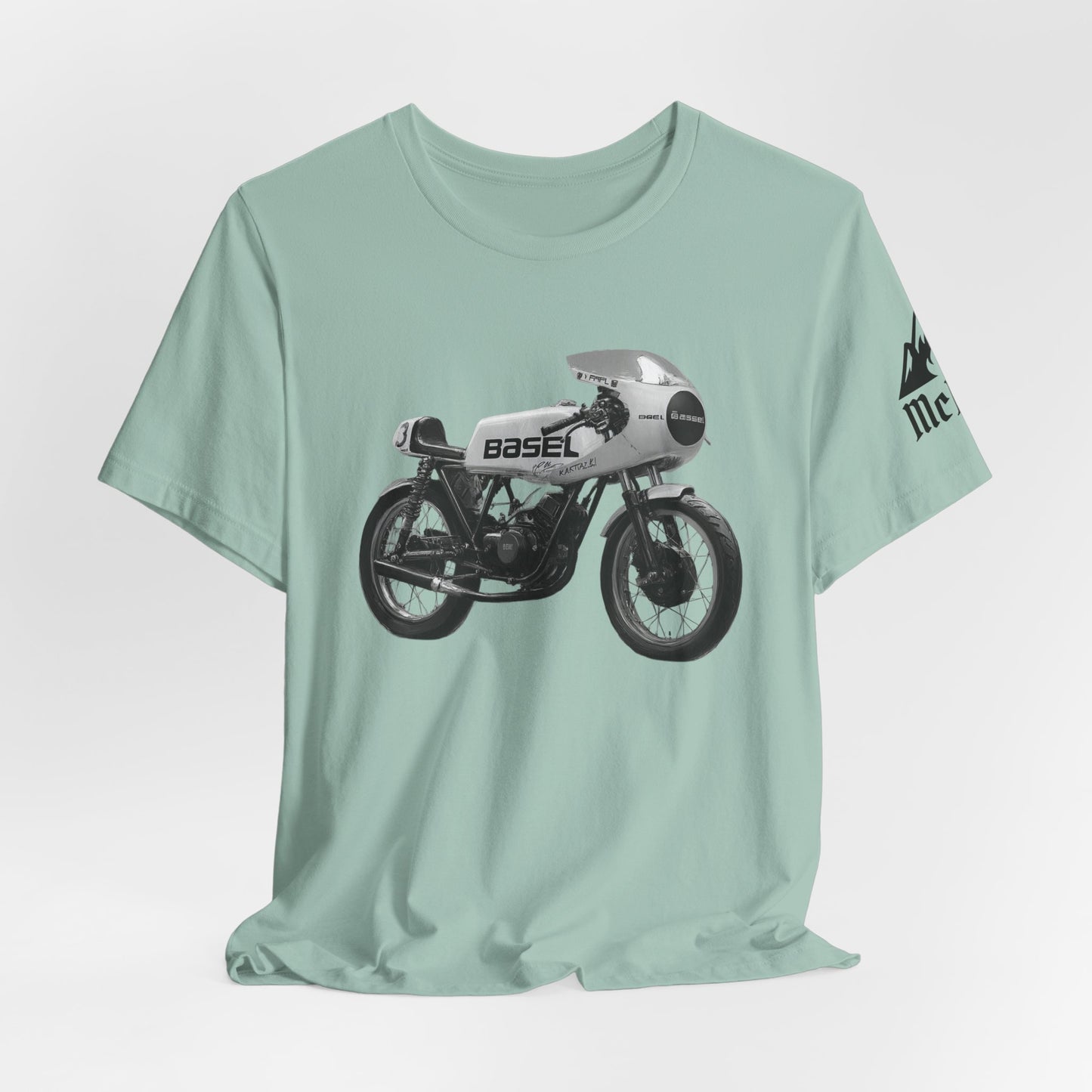 Vintage Café Racer Motorcycle T‑Shirt — 'Basel' Retro Bike Graphic