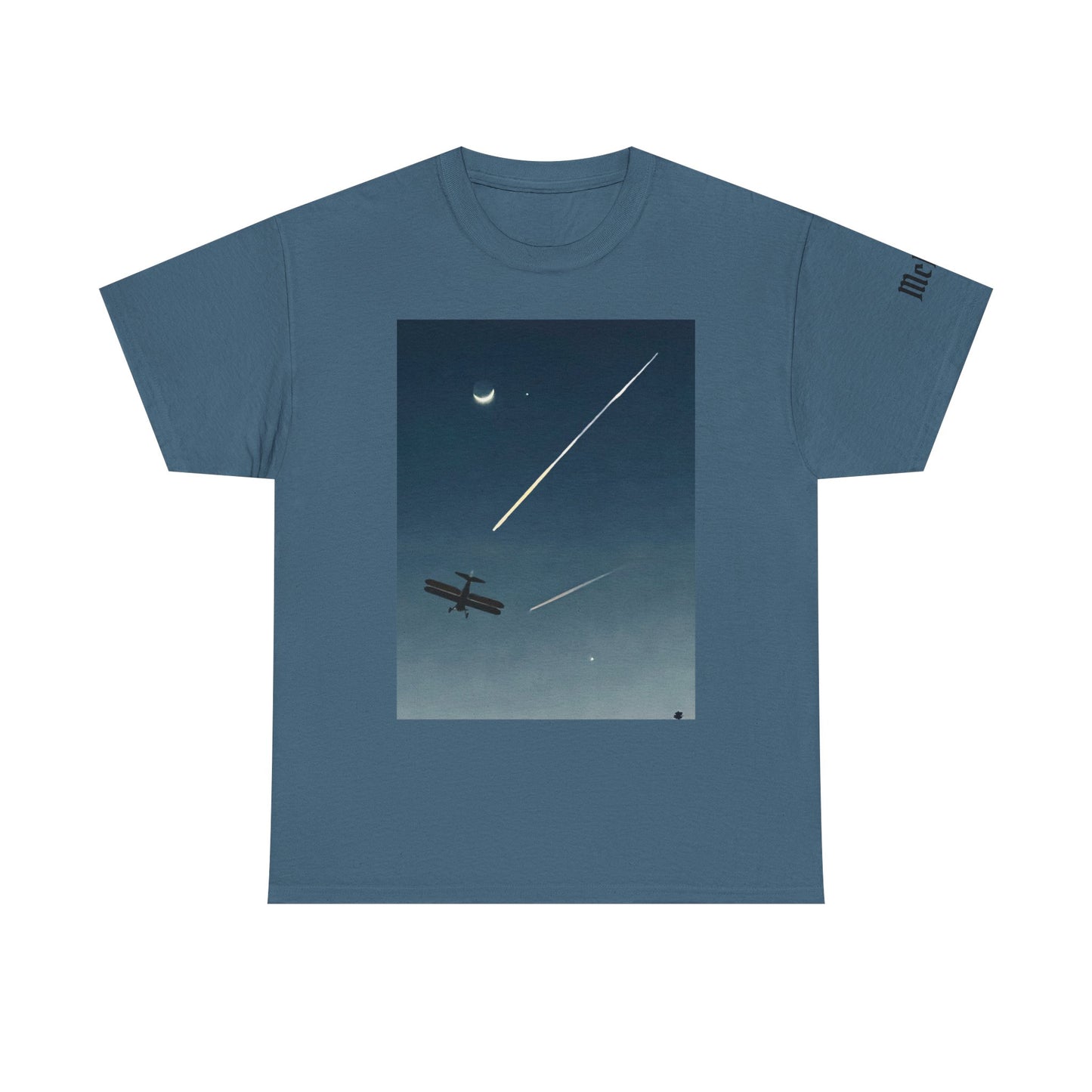 Aviation Night Sky T‑Shirt — Vintage Plane & Shooting Star Tee