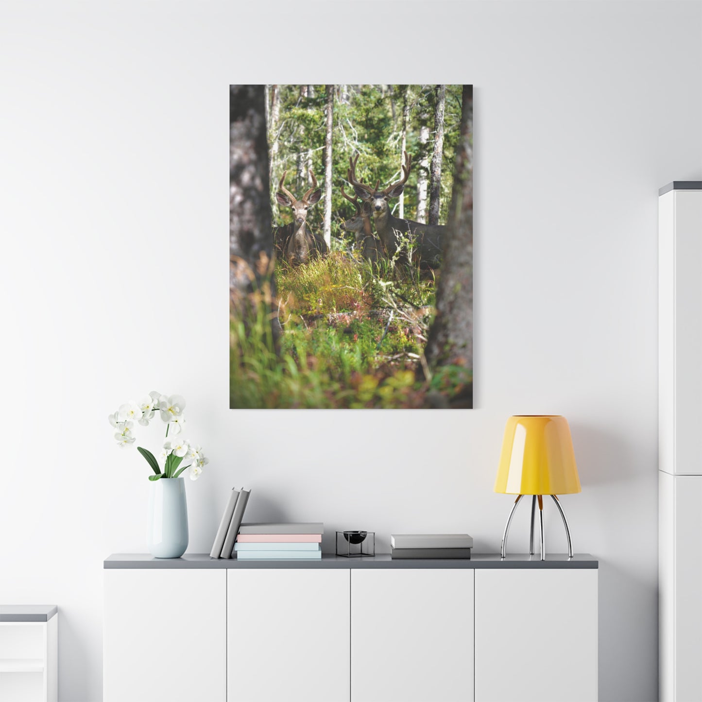 Deer in Forest Matte Canvas Print — Stretched Woodland Wildlife Wall Art