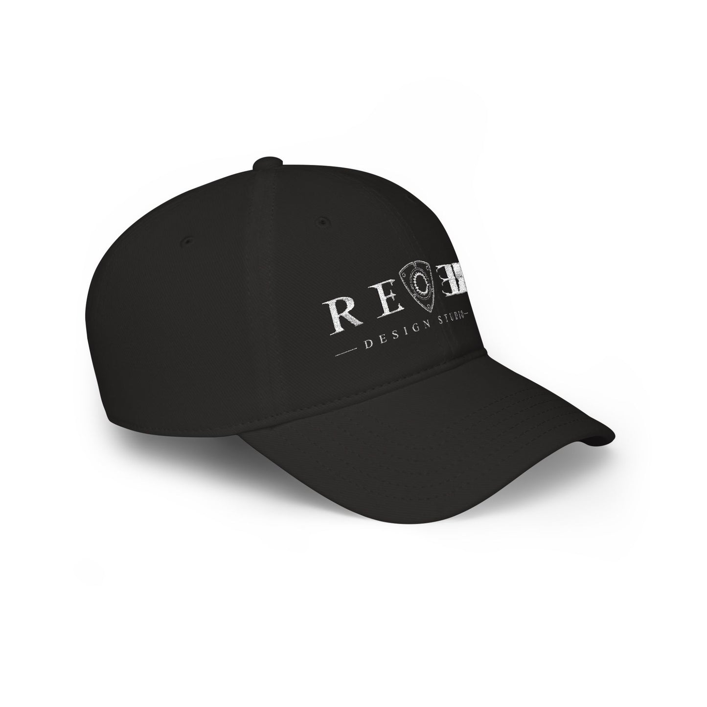 REVER Logo Low-Profile Baseball Cap — Distressed Black Designer Hat