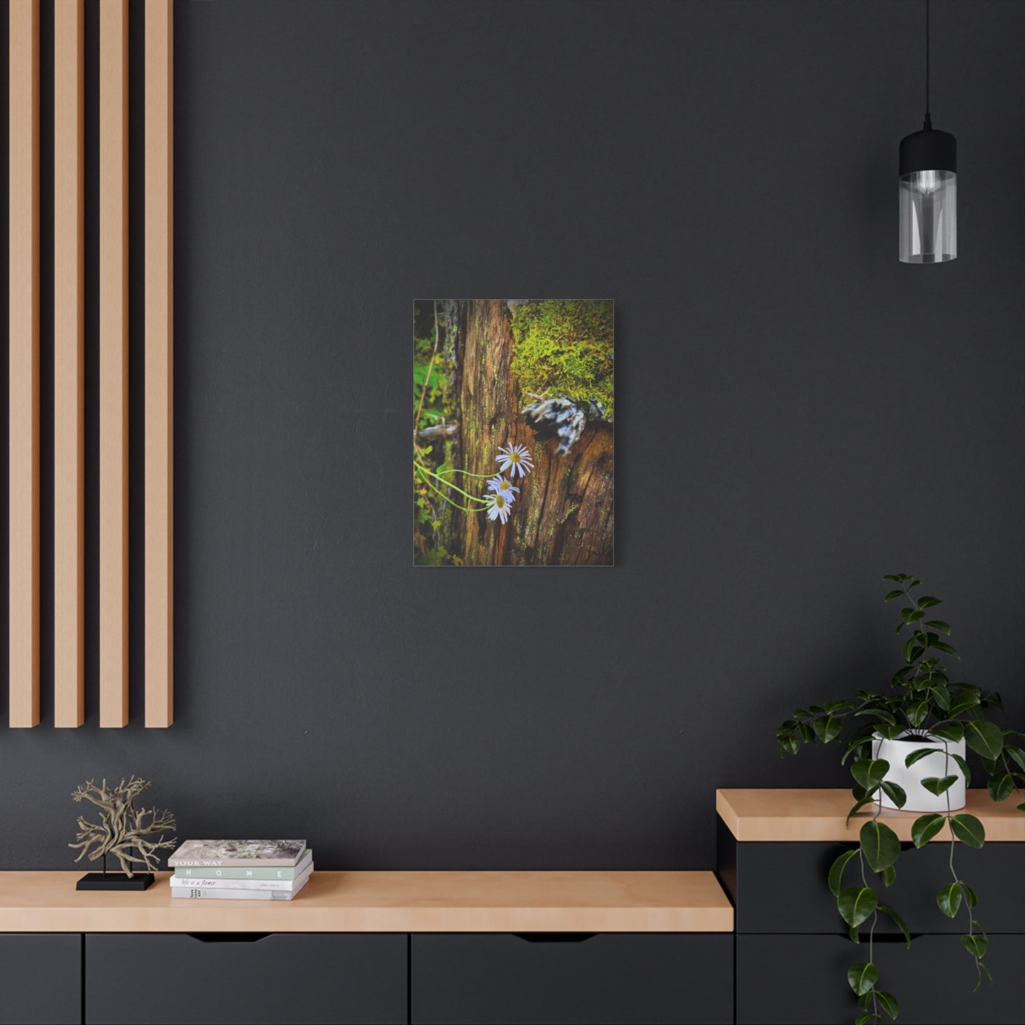 Wildflower & Moss Canvas Print — Rustic Nature Wall Art (Matte Stretched)