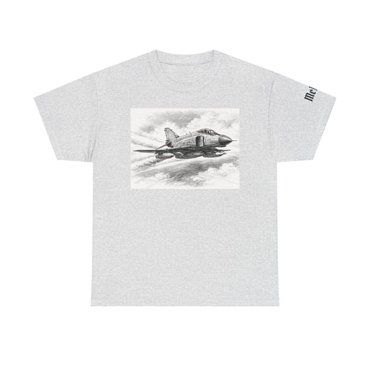 Vintage Jet Fighter T‑Shirt — Pencil Sketch Aircraft Tee for Aviation Enthusiasts