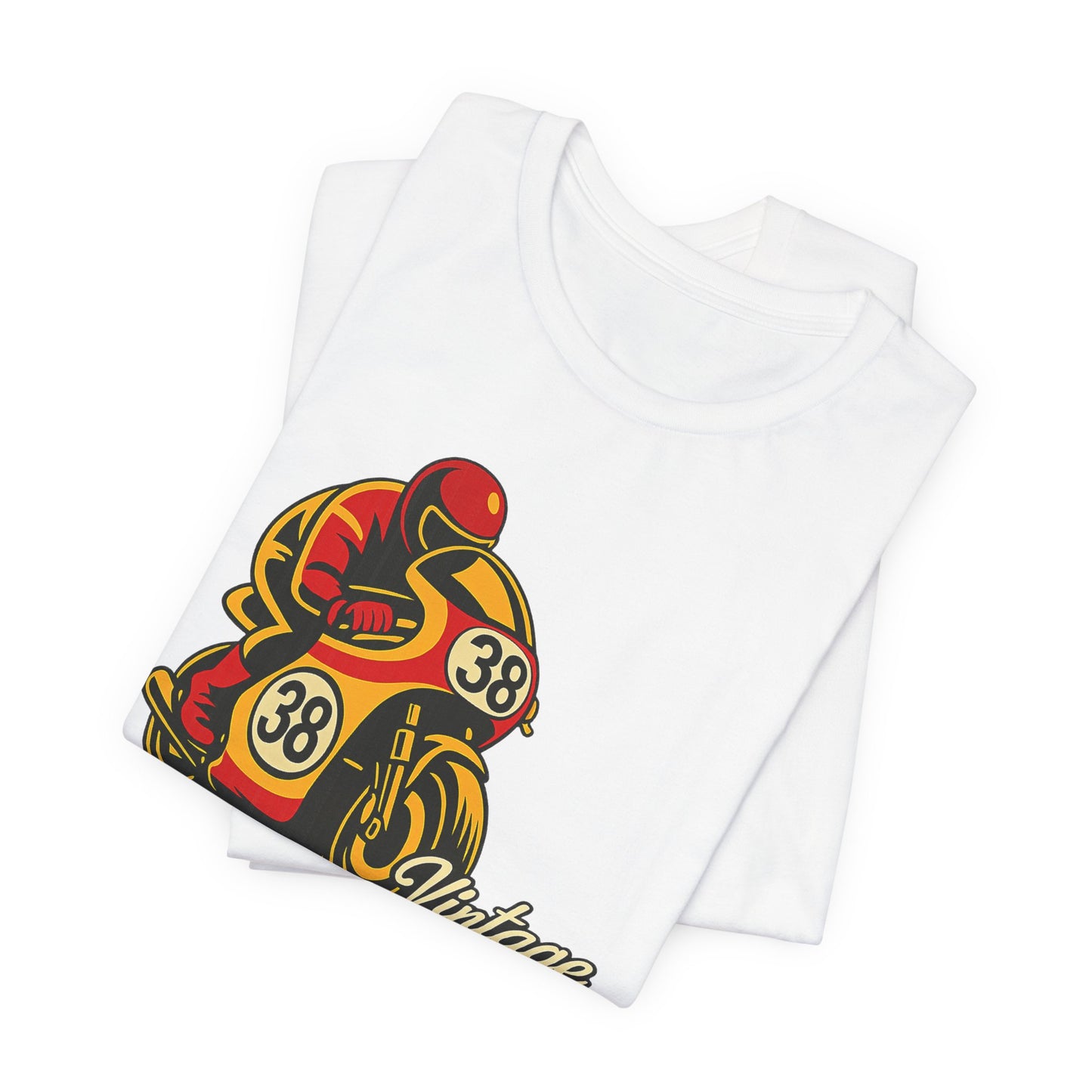 Motorcycle Racer Tee — Vintage Racing Graphic T-Shirt ("38")