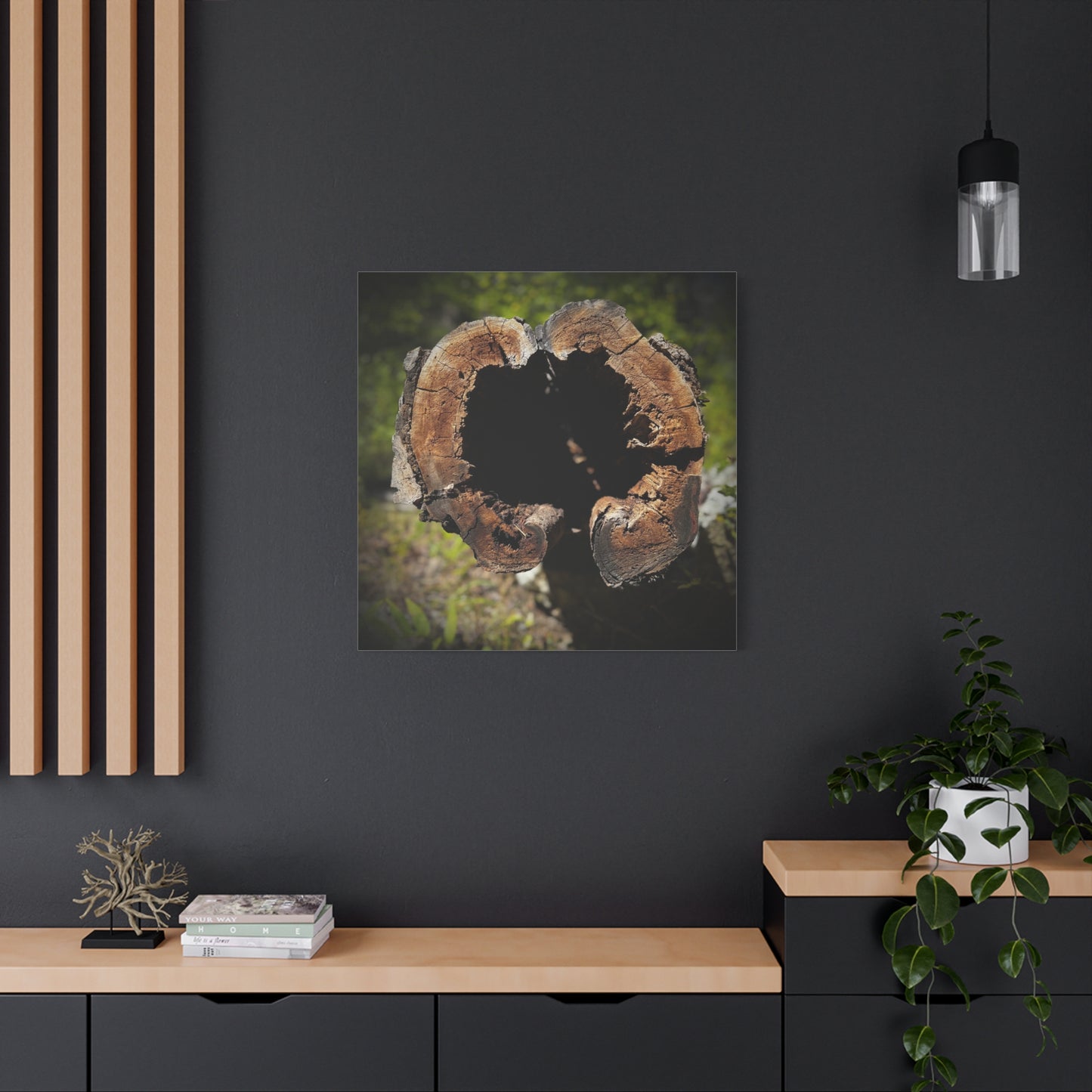 Heartwood Log Photo Canvas — Rustic Nature Wall Art