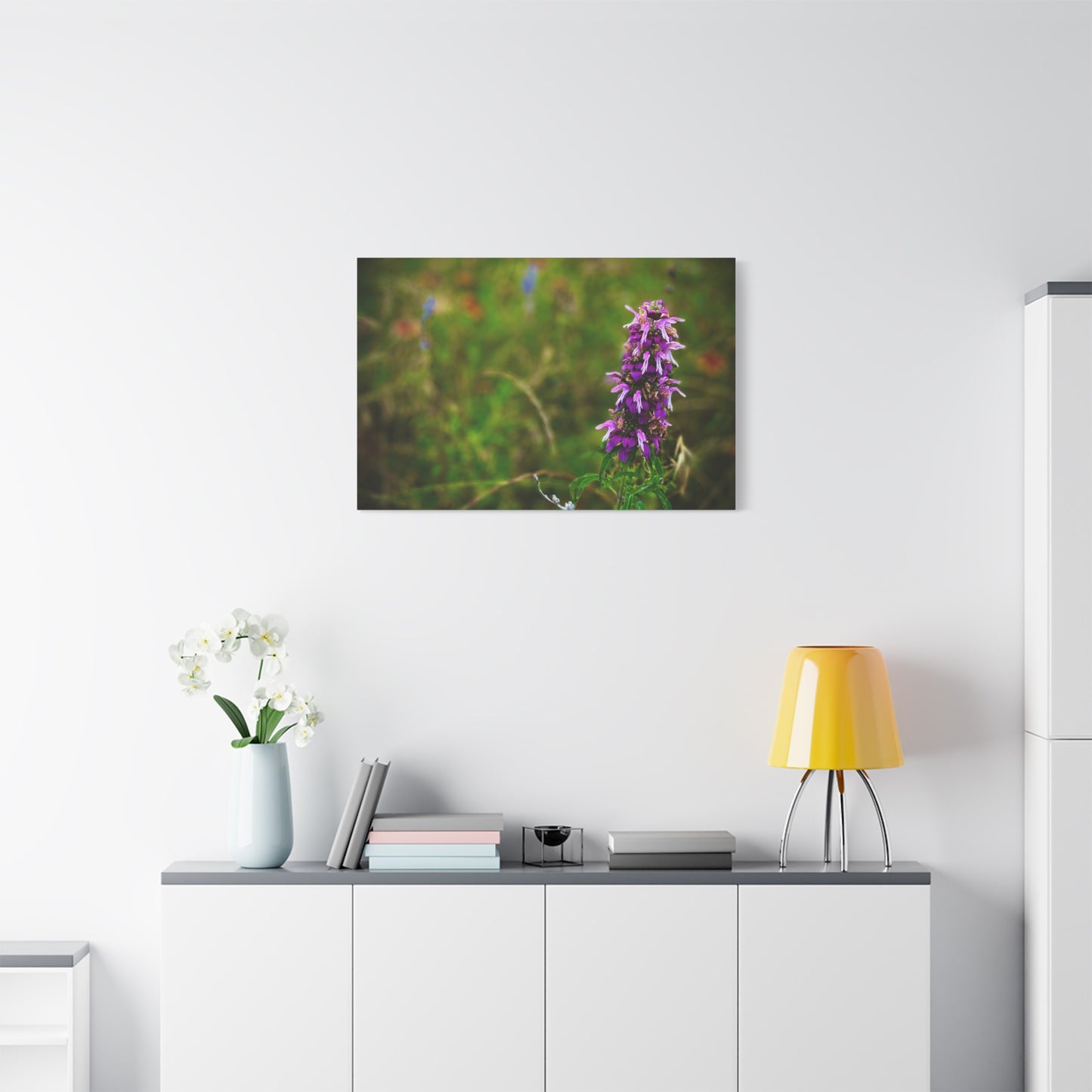 Wildflower Canvas Print — Purple Meadow Floral Wall Art (Matte Stretched)