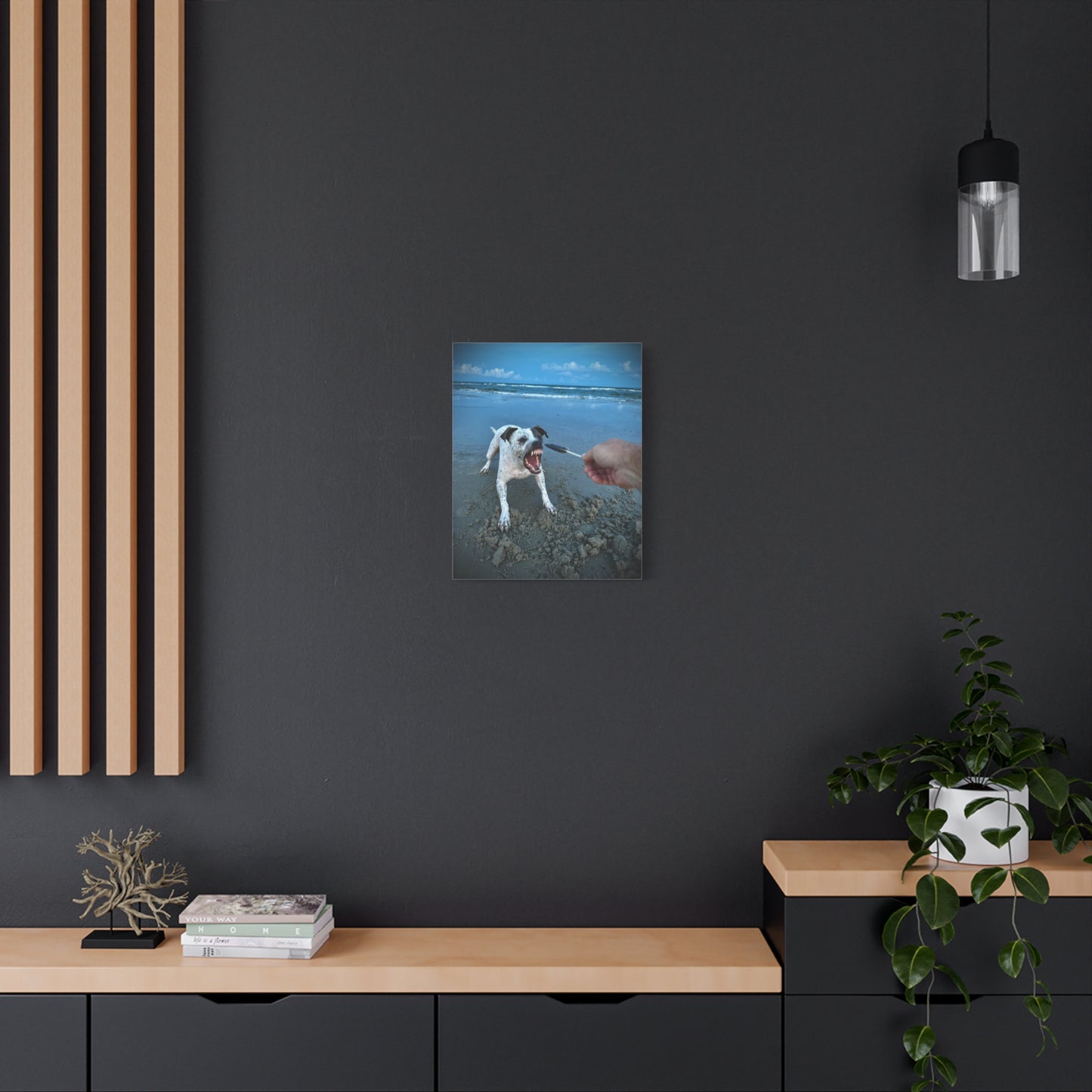 Playful Beach Dog Canvas Print — "Fetch" Moment Wall Art