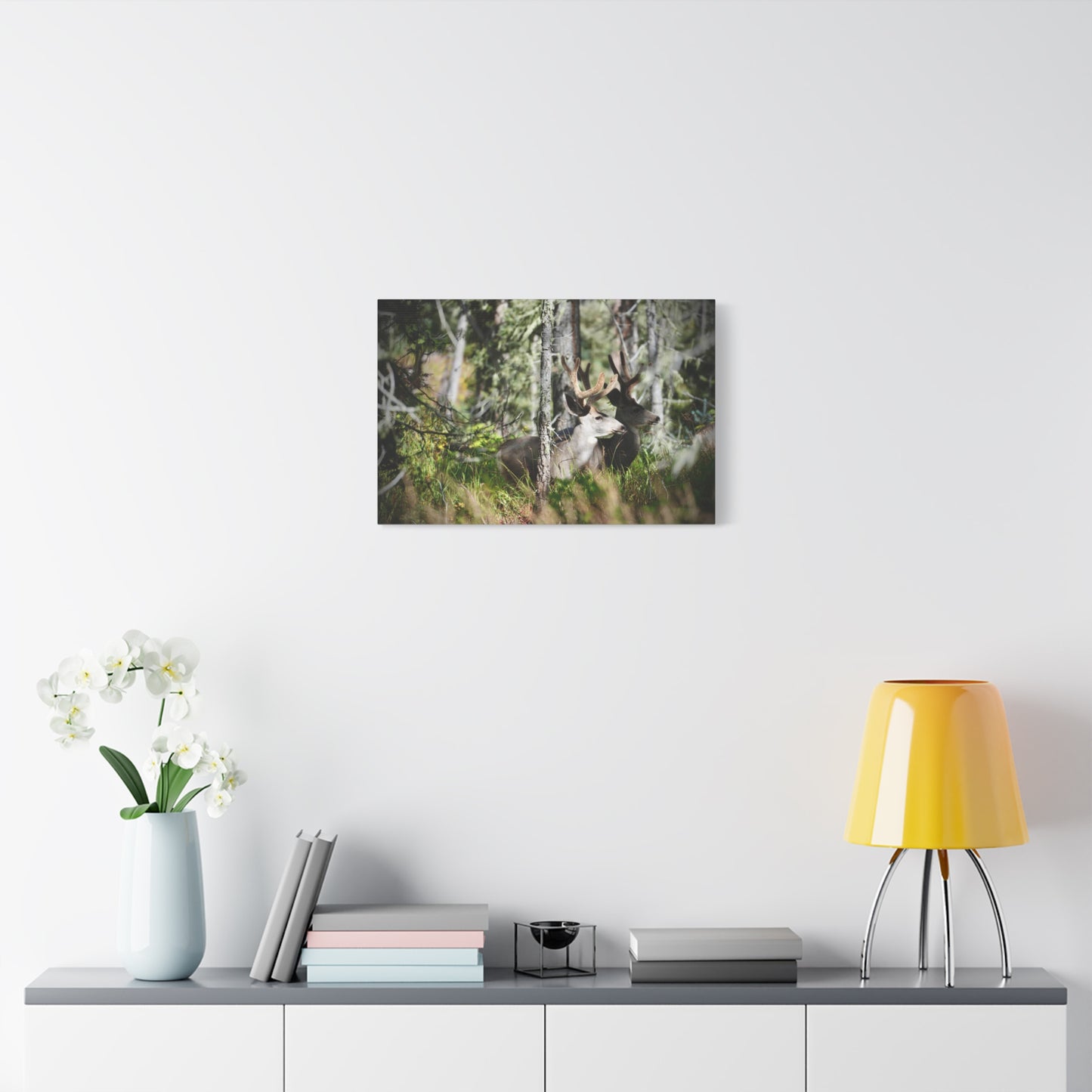 Deer in Woodland Matte Canvas Print — Stretched 1.25"