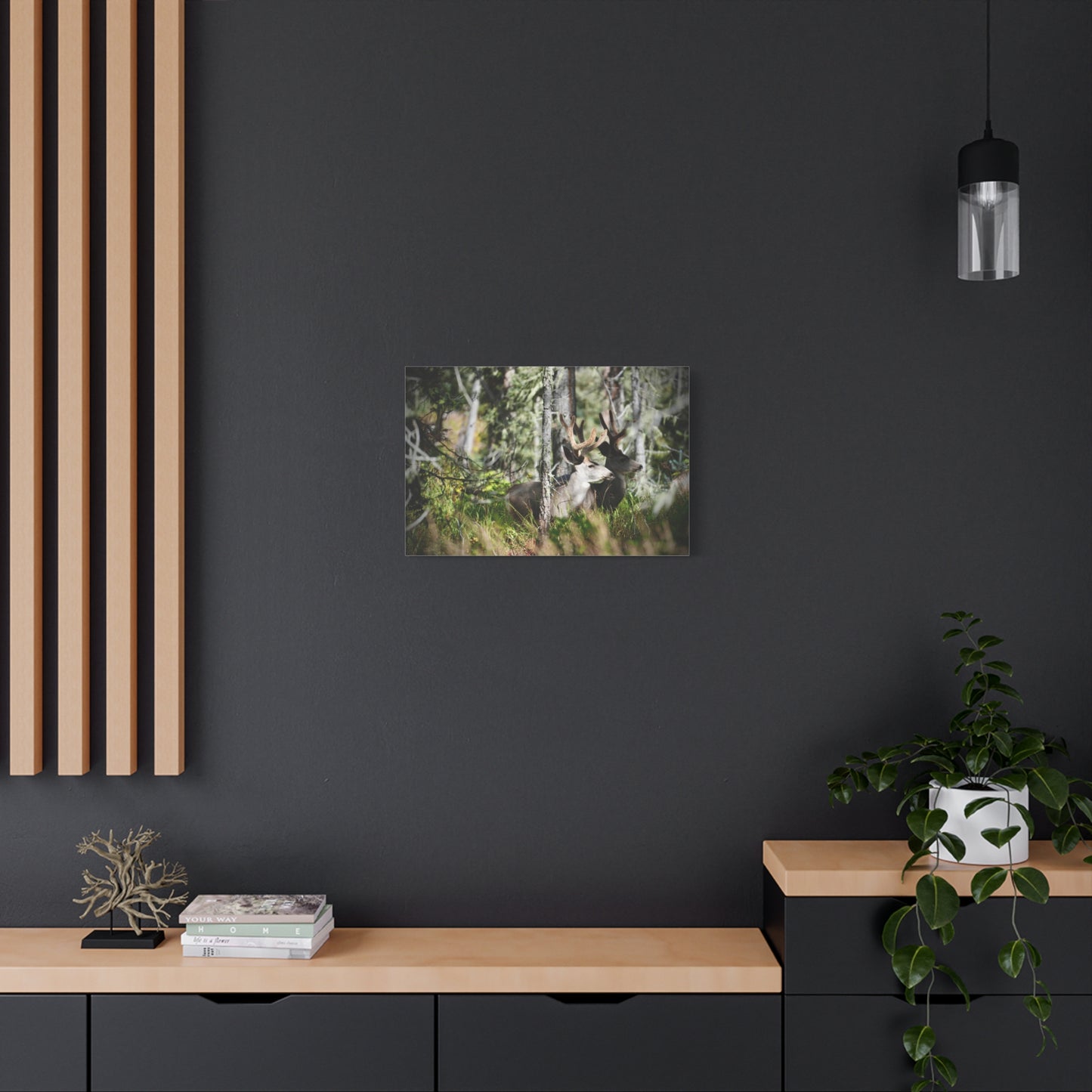 Deer in Woodland Matte Canvas Print — Stretched 1.25"