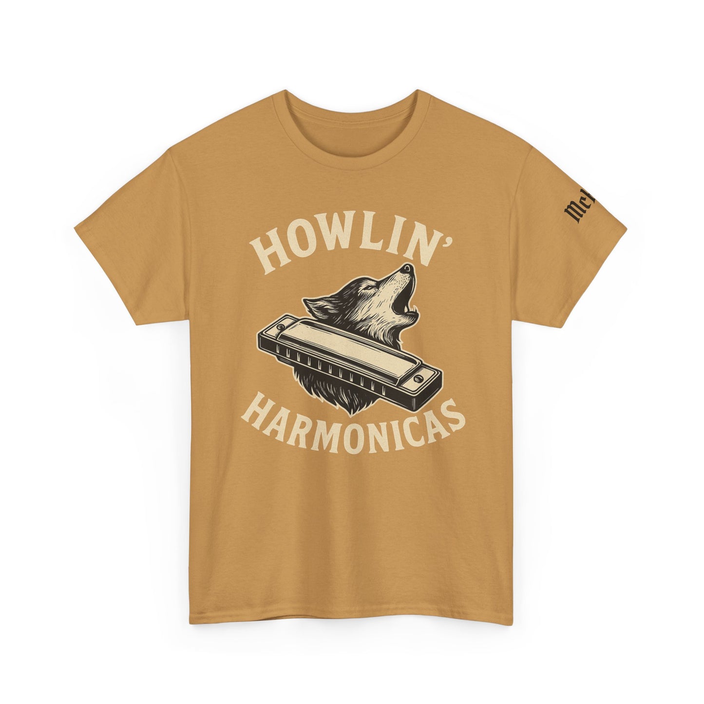 Howlin' Harmonicas T-Shirt — Vintage Wolf & Harmonica Music Tee