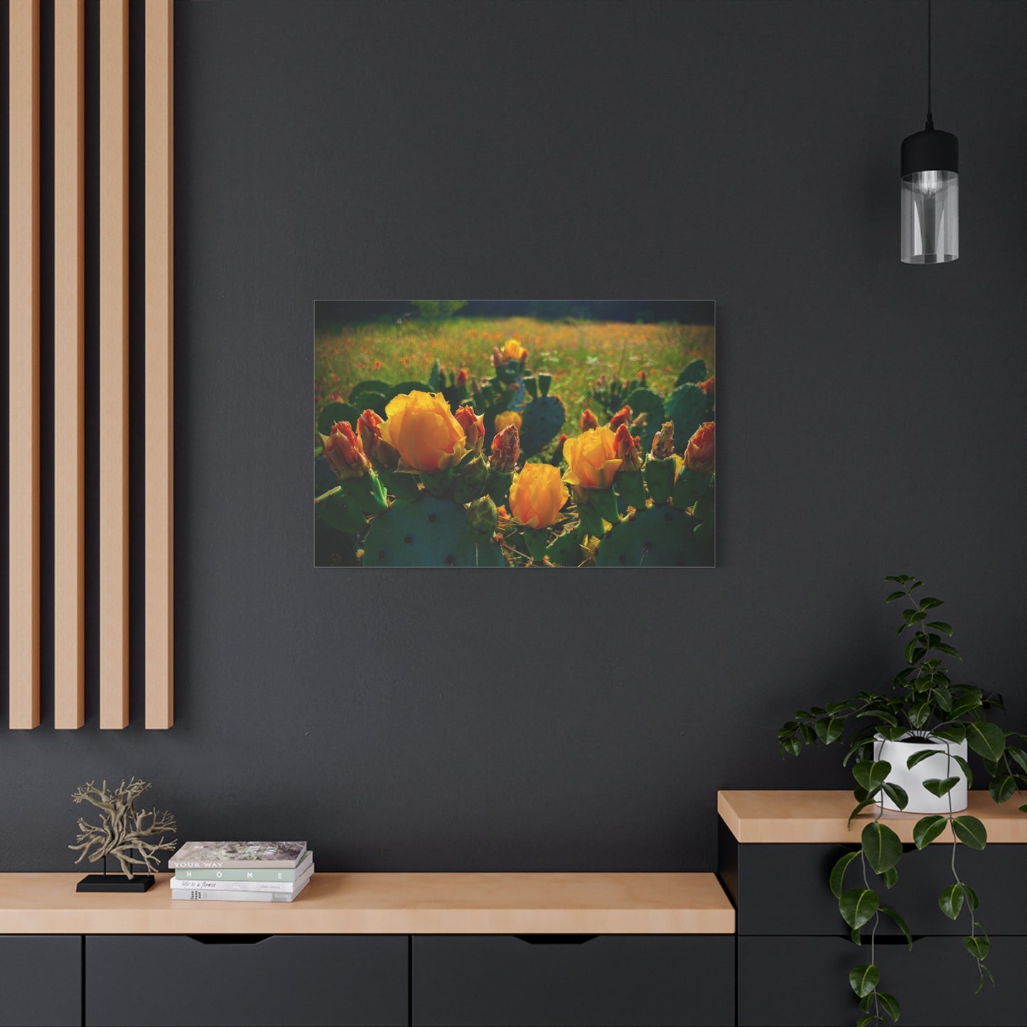 Prickly Pear Cactus Bloom Matte Canvas Print — Stretched Wall Art