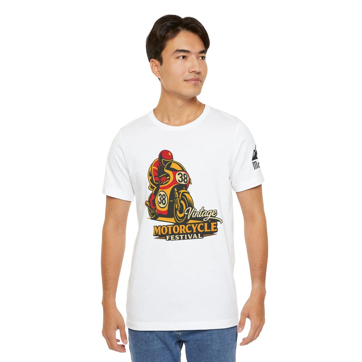 Motorcycle Racer Tee — Vintage Racing Graphic T-Shirt ("38")