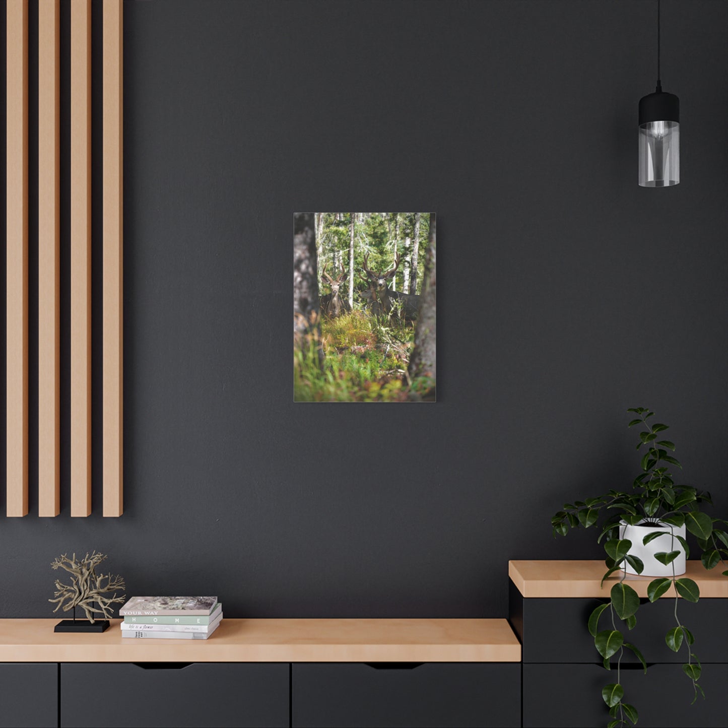 Deer in Forest Matte Canvas Print — Stretched Woodland Wildlife Wall Art