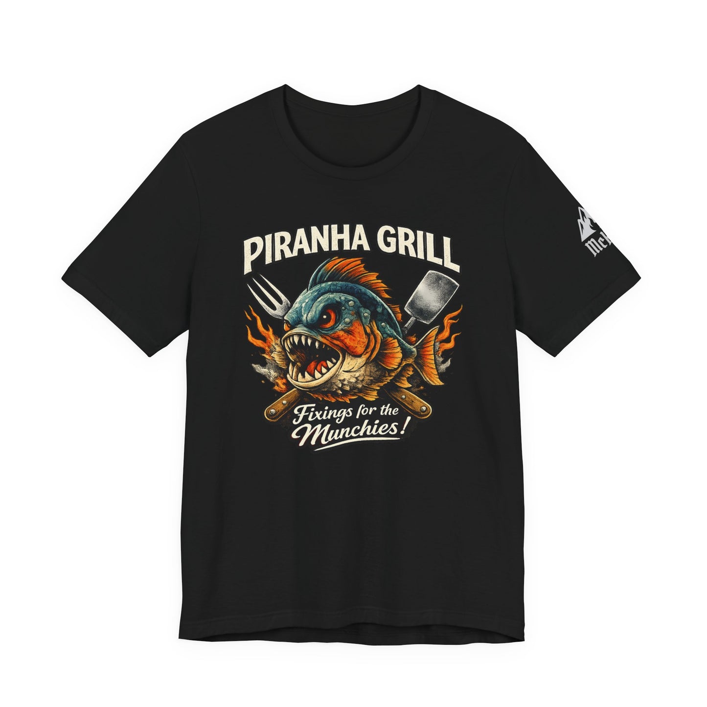 Piranha Grill T‑Shirt — 'Piranha Grill: Fixings for the Munchies' Retro BBQ Tee