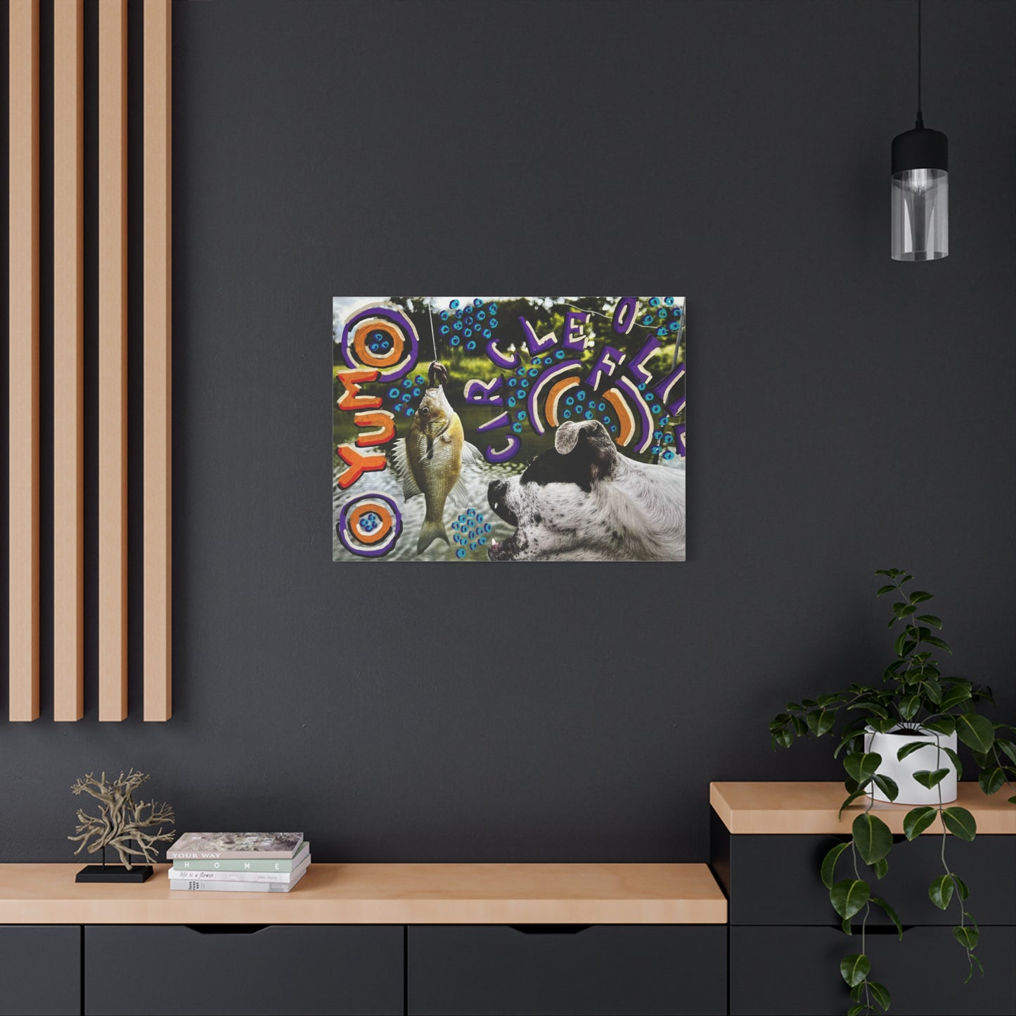 Fishing Dog Canvas Wall Art — Colorful 'You Go Catch It' Pop Art Print